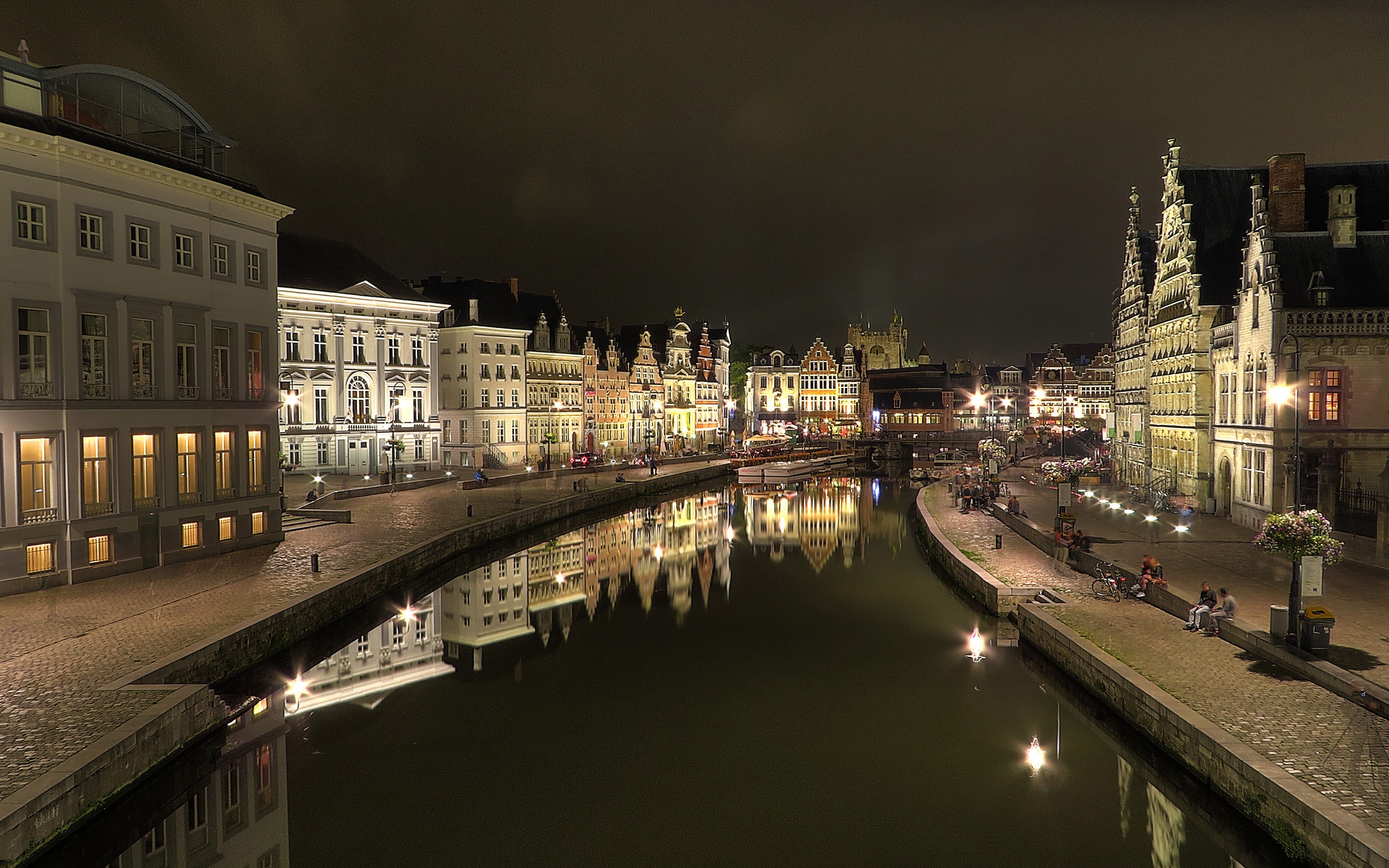 Gent Canal Belgium City Reflection Cityscape 2560x1600