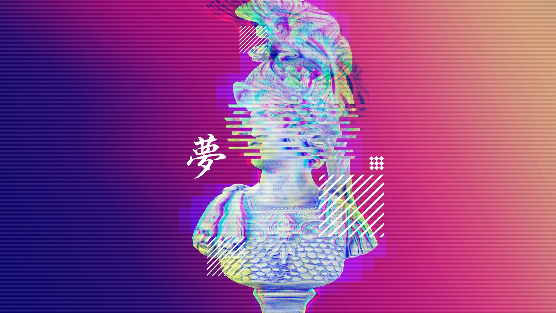 Vaporwave Vapor 1980s 80sCity Artwork Pixel Art Glitch Art VHS Video Tape 1920x1080