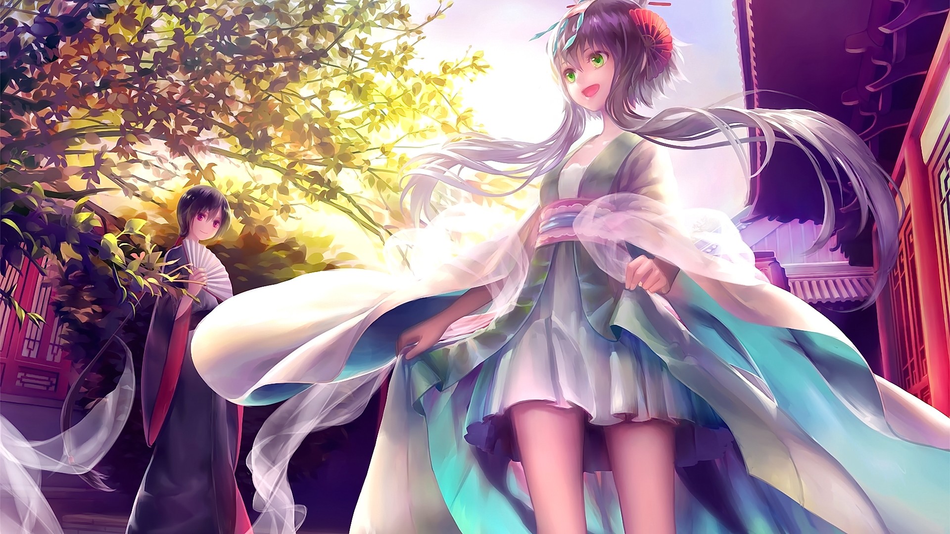 Anime Anime Girls Green Eyes Luo Tianyi Yuezheng Ling Vocaloid Chinese Dress Hanfu Wallpaper 