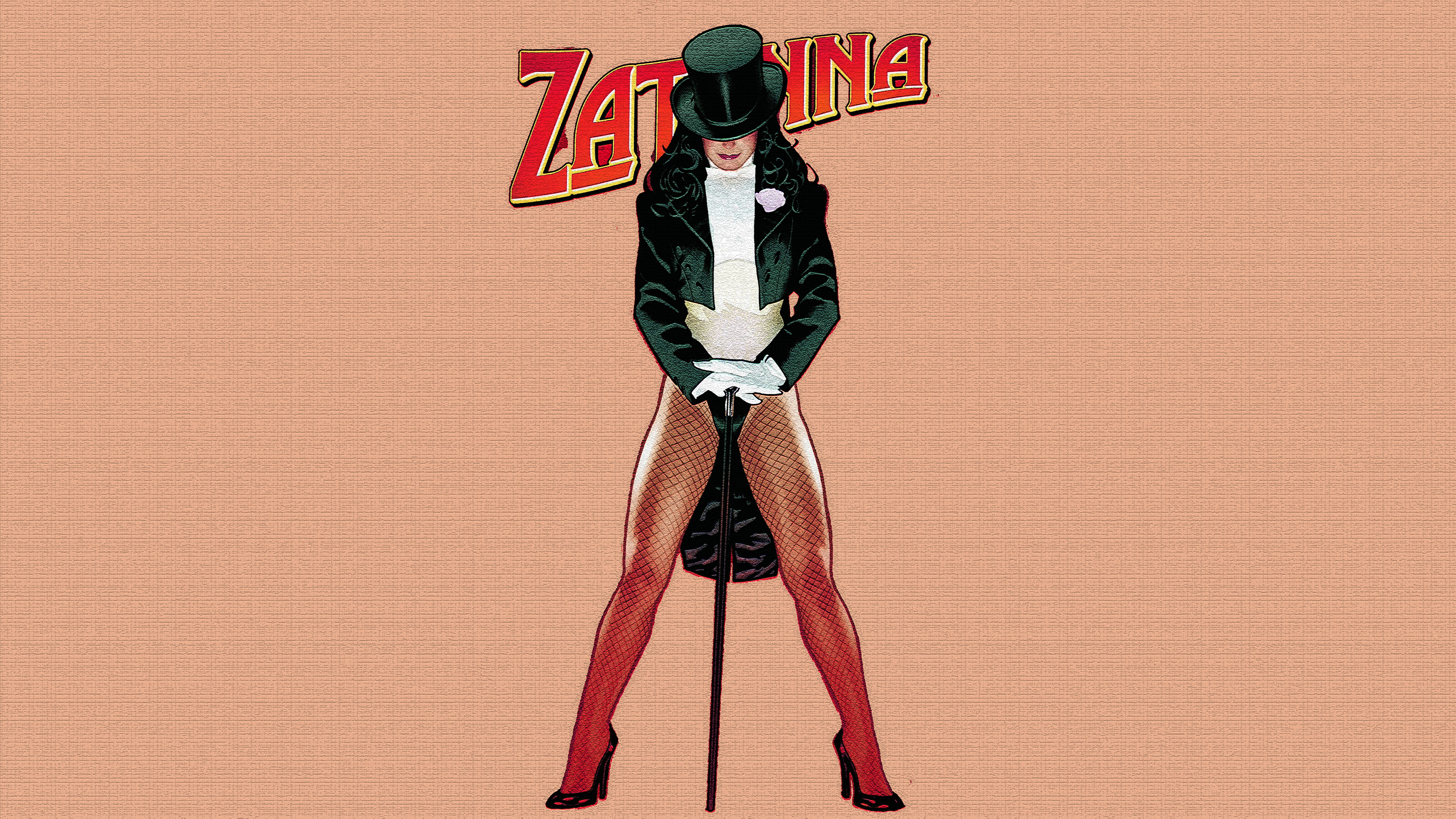 Zatanna Girl DC Comics Hat Glove Fishnet High Heels Jacket Black Hair 6000x3375