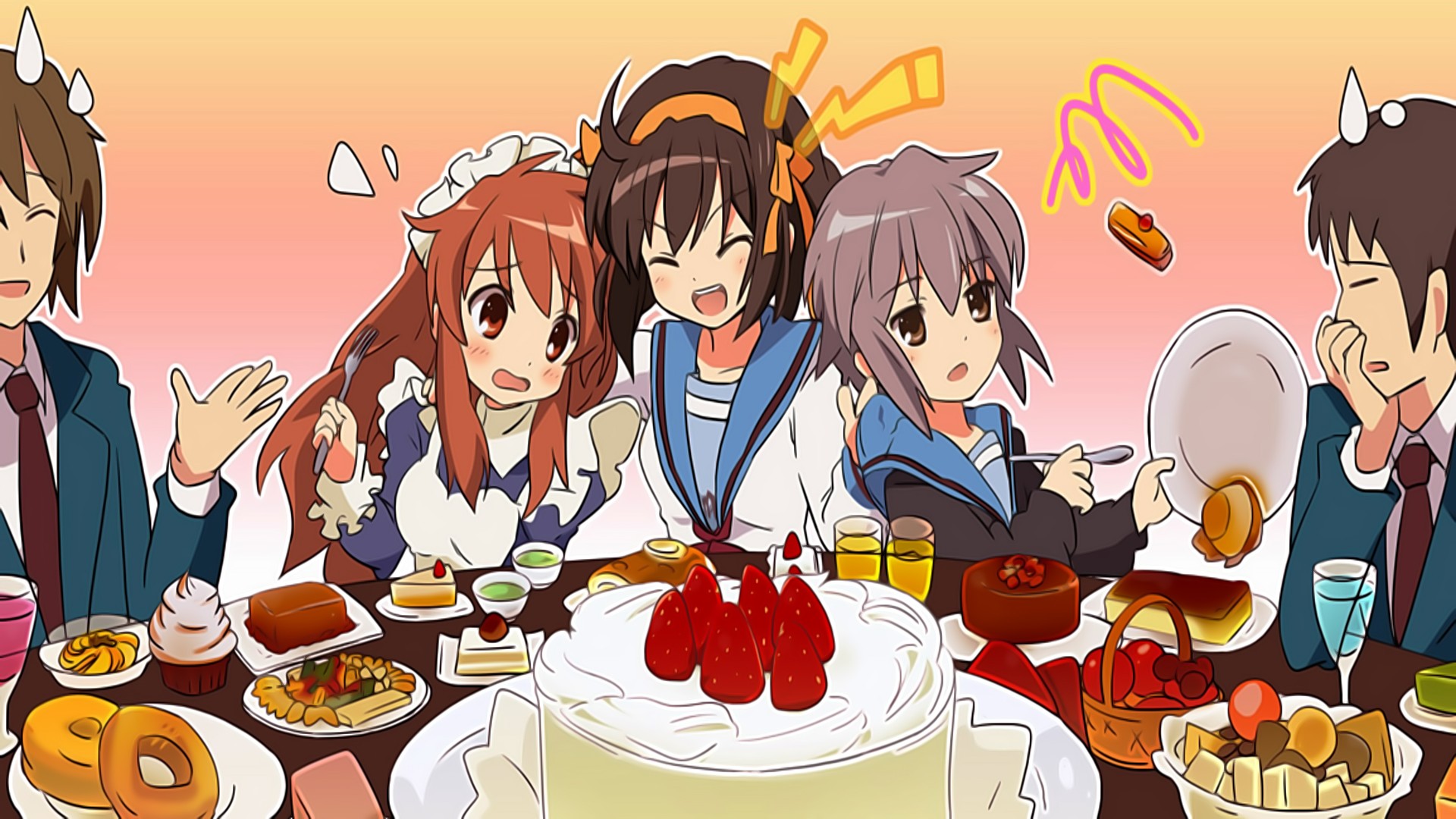 The Melancholy Of Haruhi Suzumiya Suzumiya Haruhi No Yuutsu Suzumiya Haruhi Nagato Yuki Asahina Miku 1920x1080