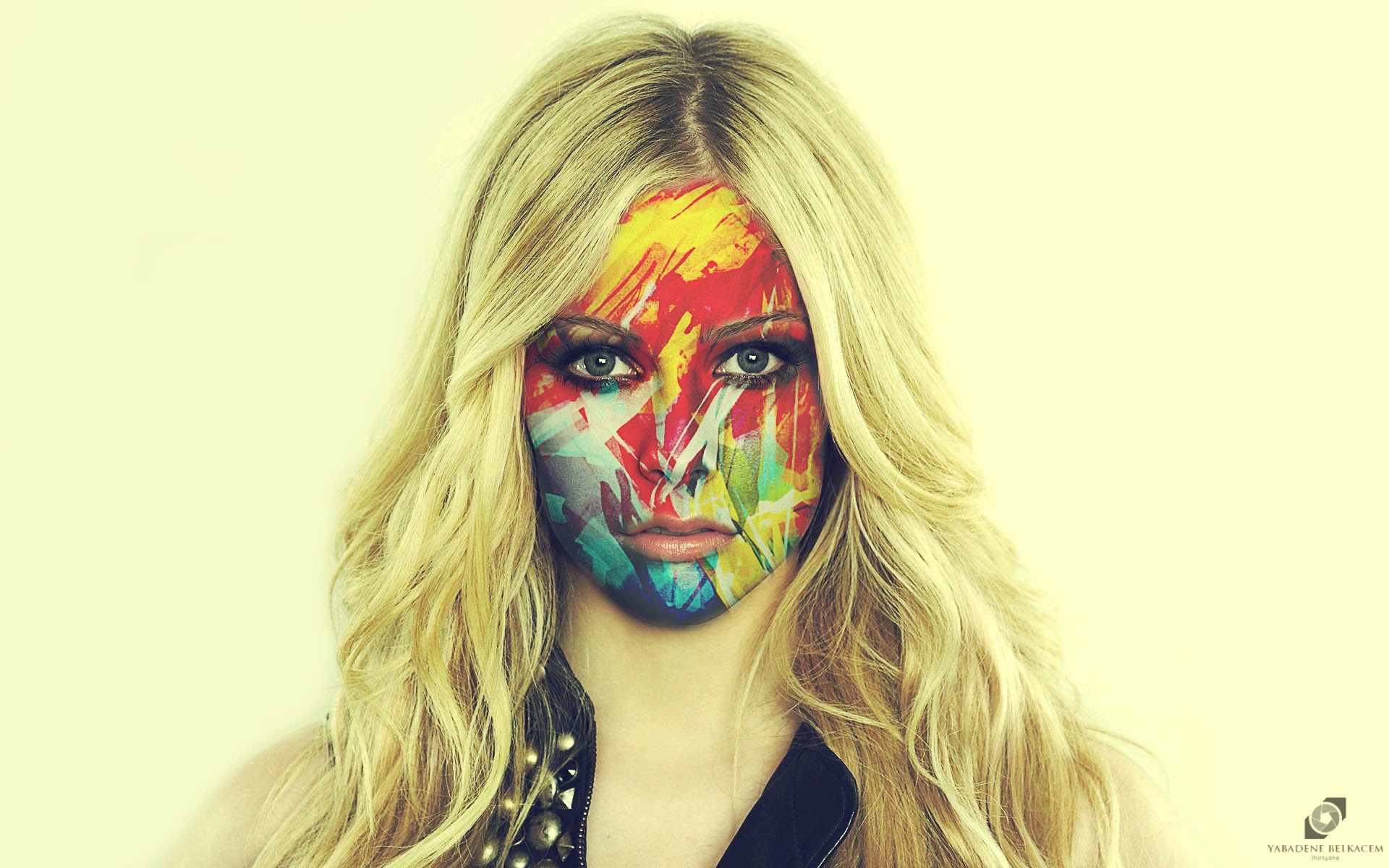 Avril Lavigne Rock Stars Women Singing Face Photoshop Frontal View Simple Background 1920x1200