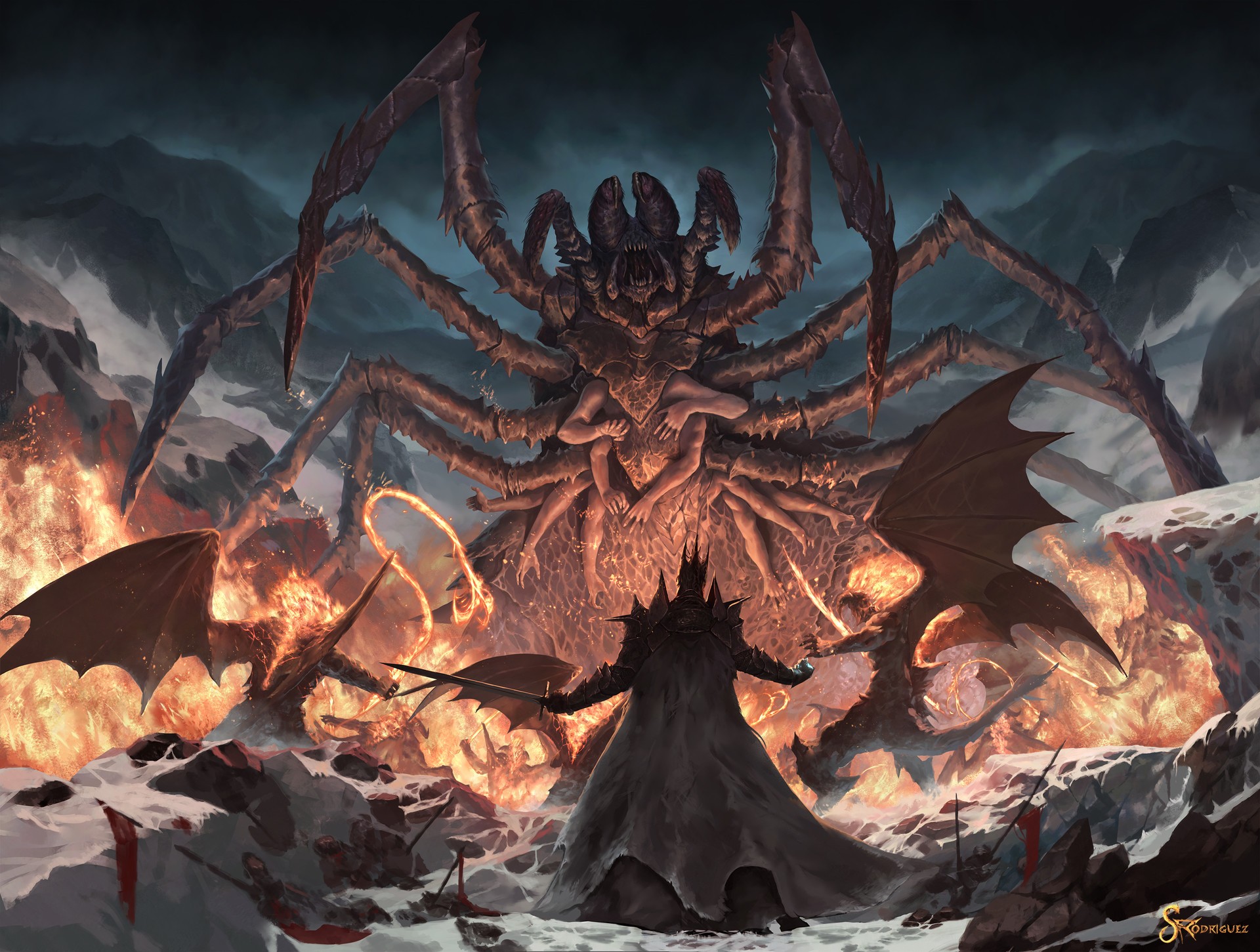Fan Art Demon Balrog J R R Tolkien Melkor Morgoth The Lord Of The Rings Ungoliant 1920x1451
