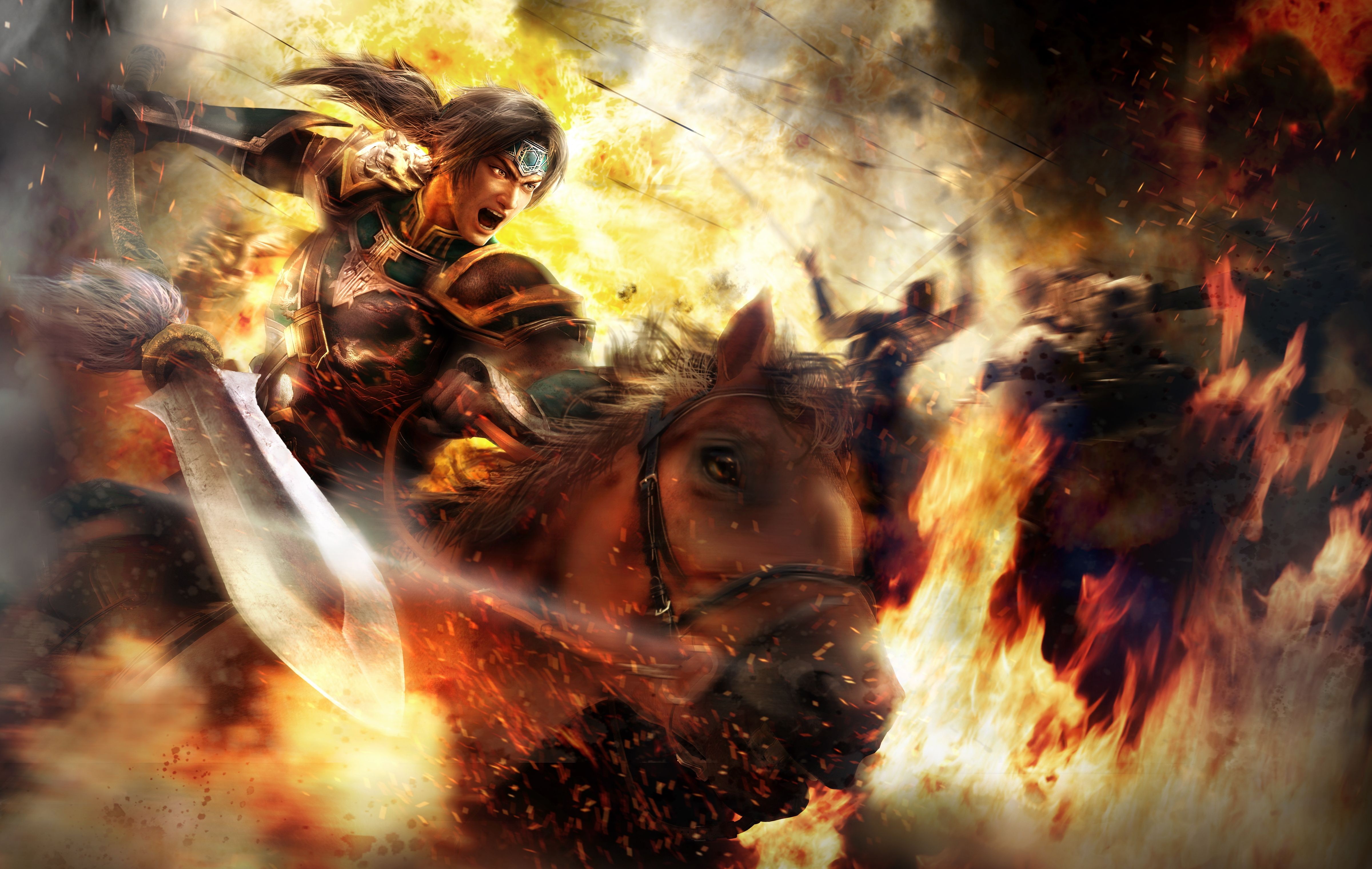 Realistic Dynasty Warriors Warrior Horse Video Games Weapon Fire 4800x3042