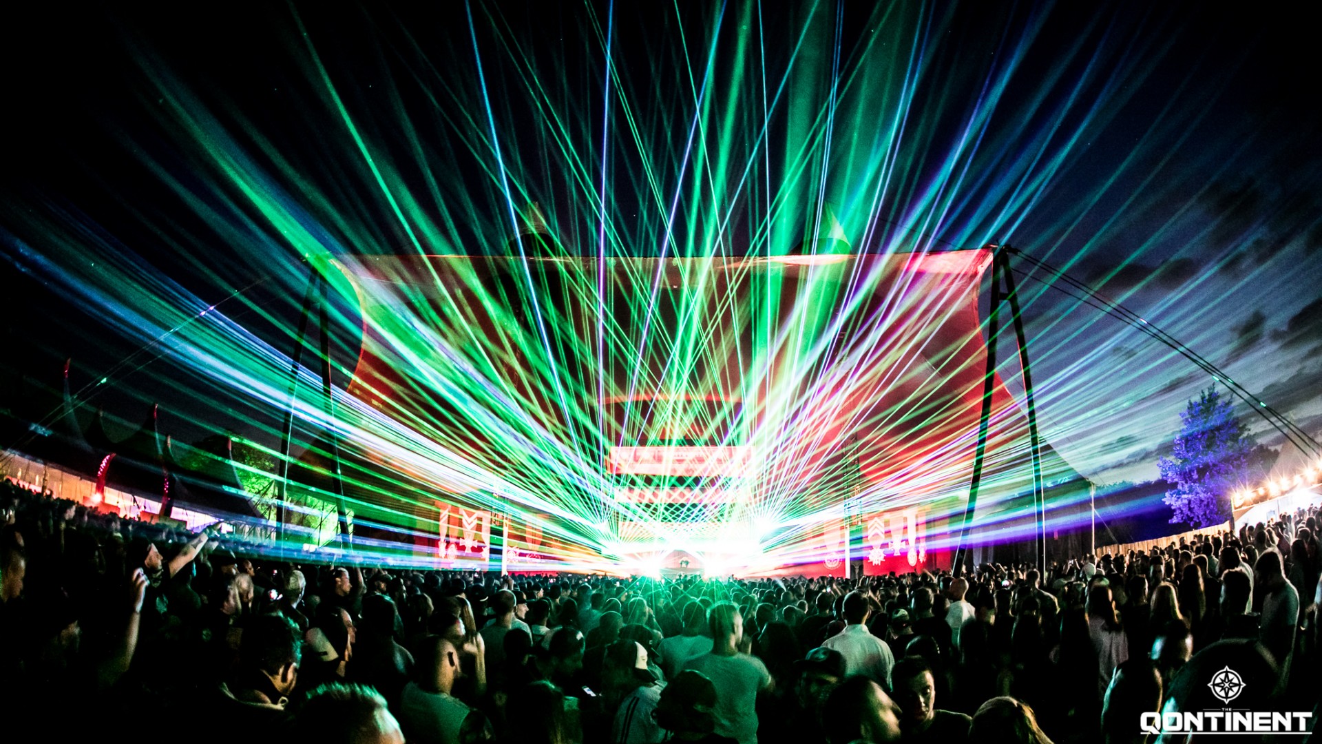 The Qontinent Festivals Stages Colorful Lights Lasers Crowds Photography 1920x1080