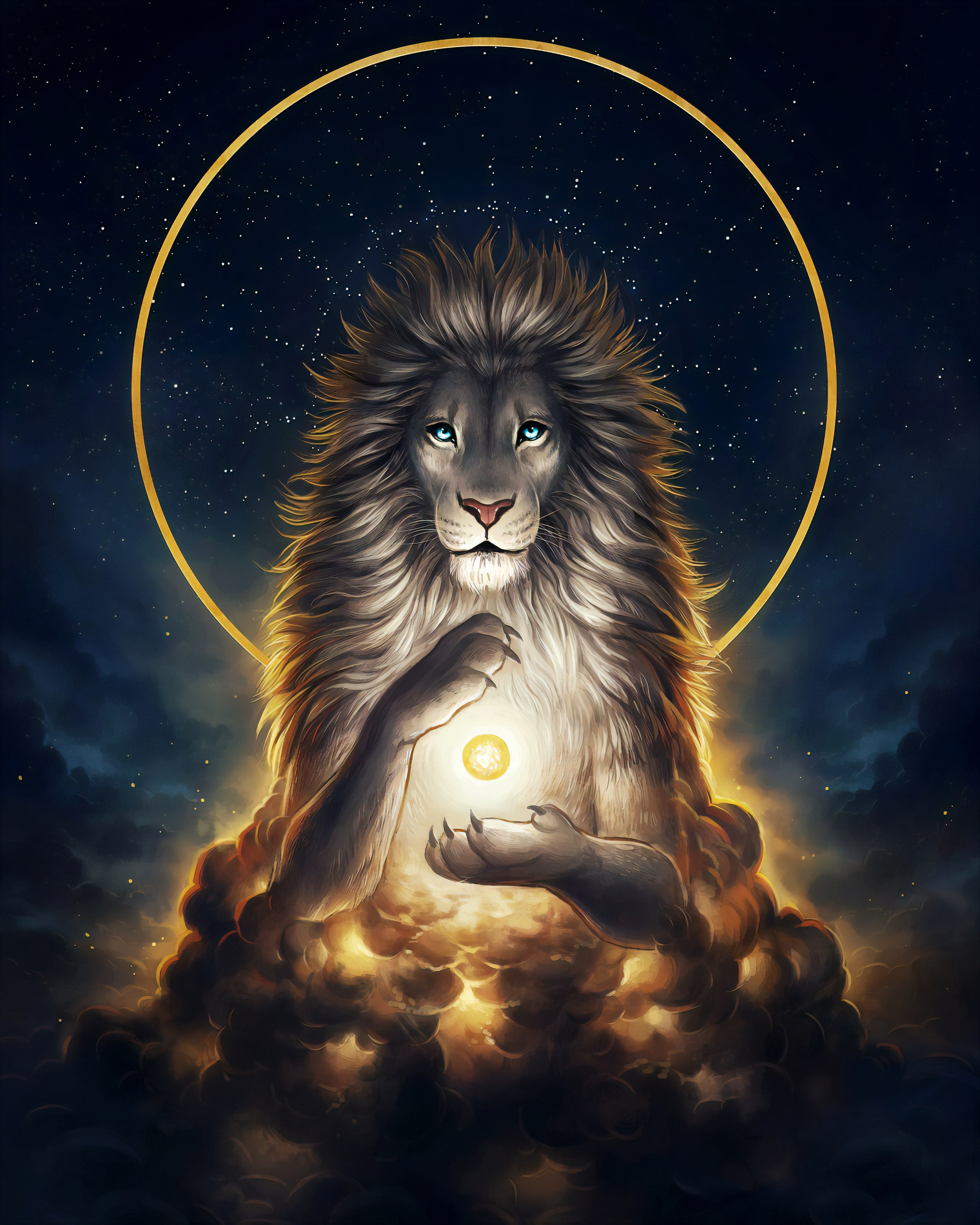 Lion White Lion White Hair Blue Eyes Artwork Divinity 4320x5400