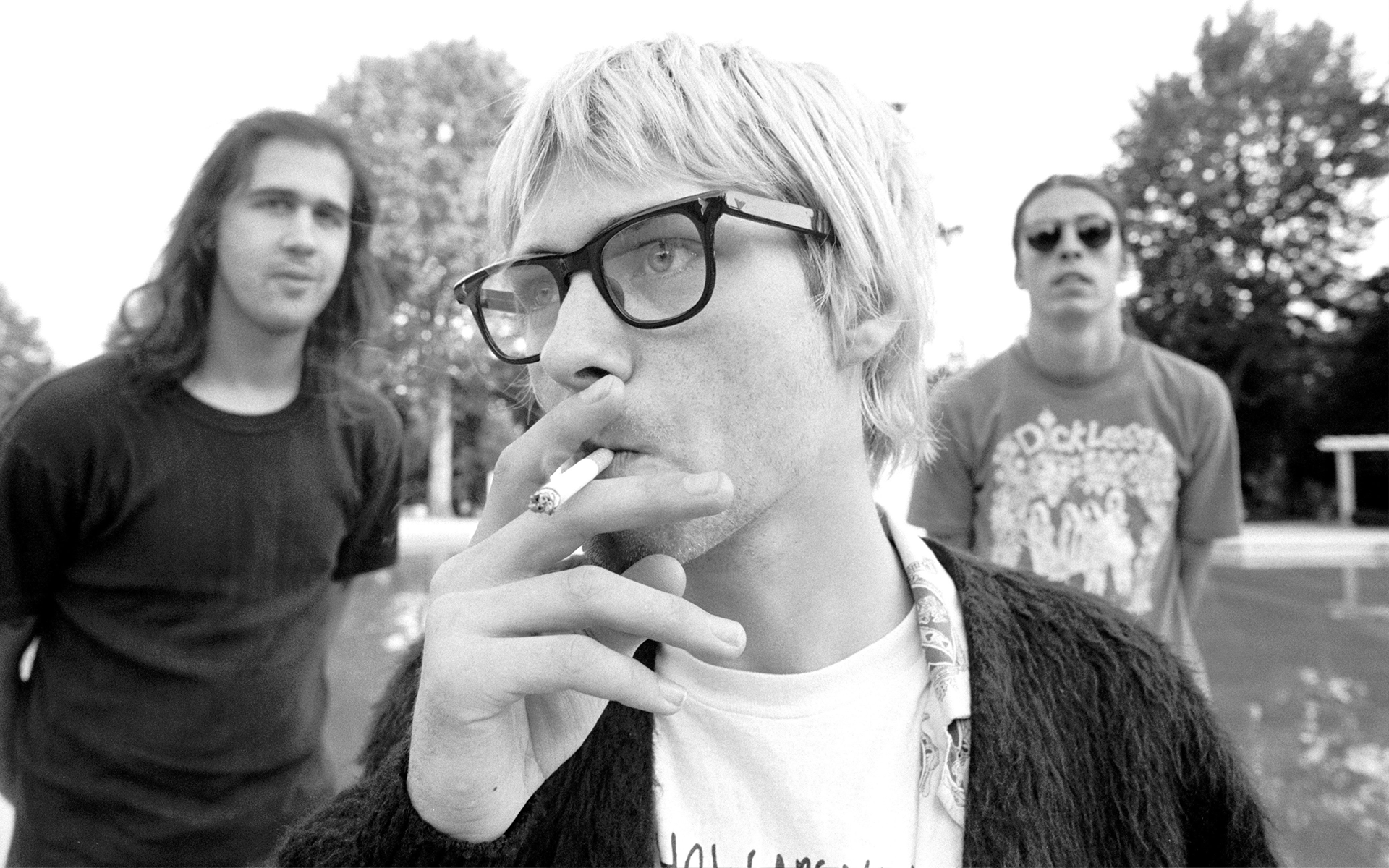 Men Musician Rock Stars Grunge Nirvana Kurt Cobain Krist Novoselic Dave Grohl Monochrome Monochrome  1920x1200