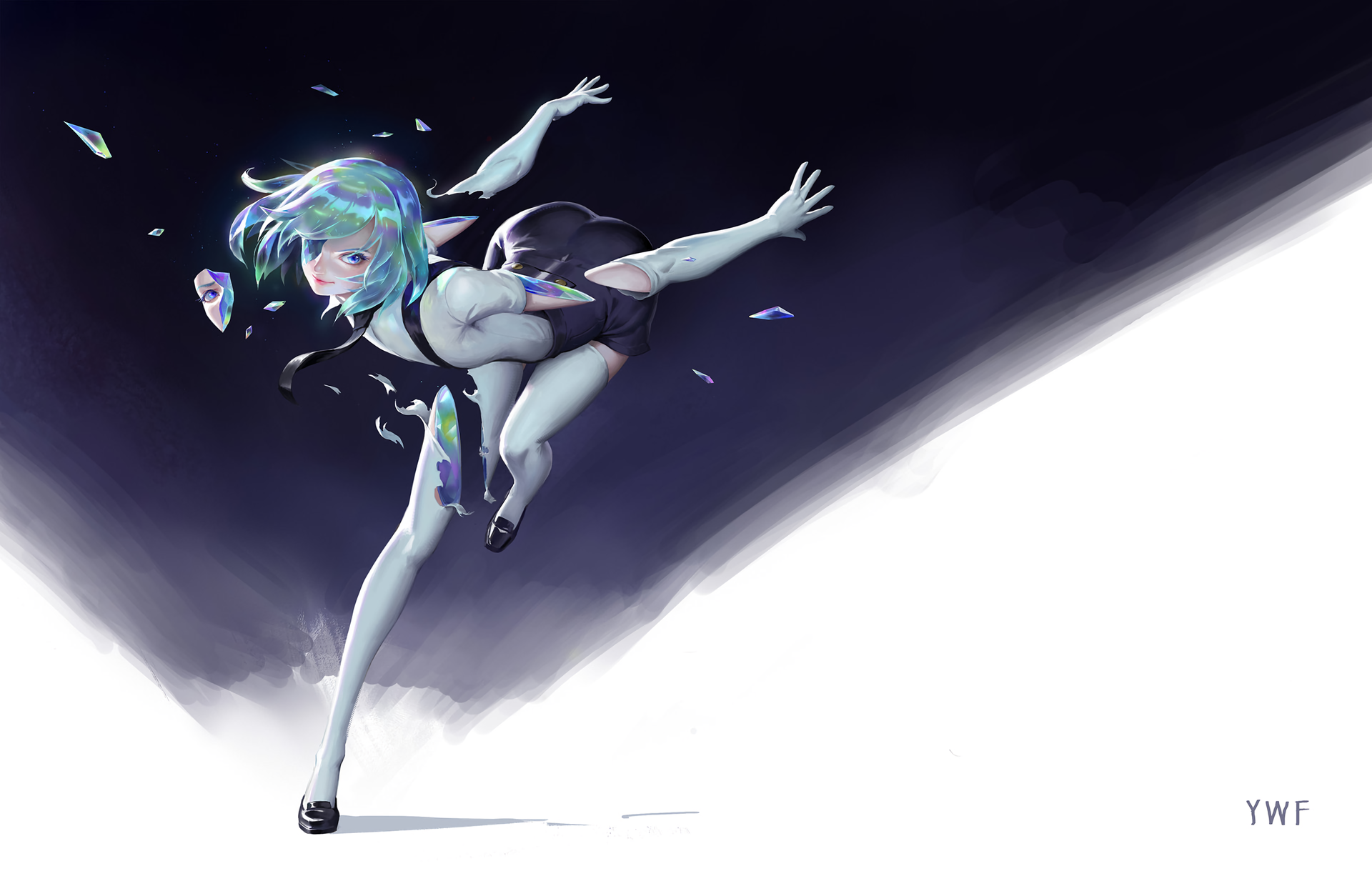 Anthropomorphism Aqua Eyes Aqua Hair Diamond Houseki No Kuni Elbow Gloves Gloves Houseki No Kuni Sho 1920x1233