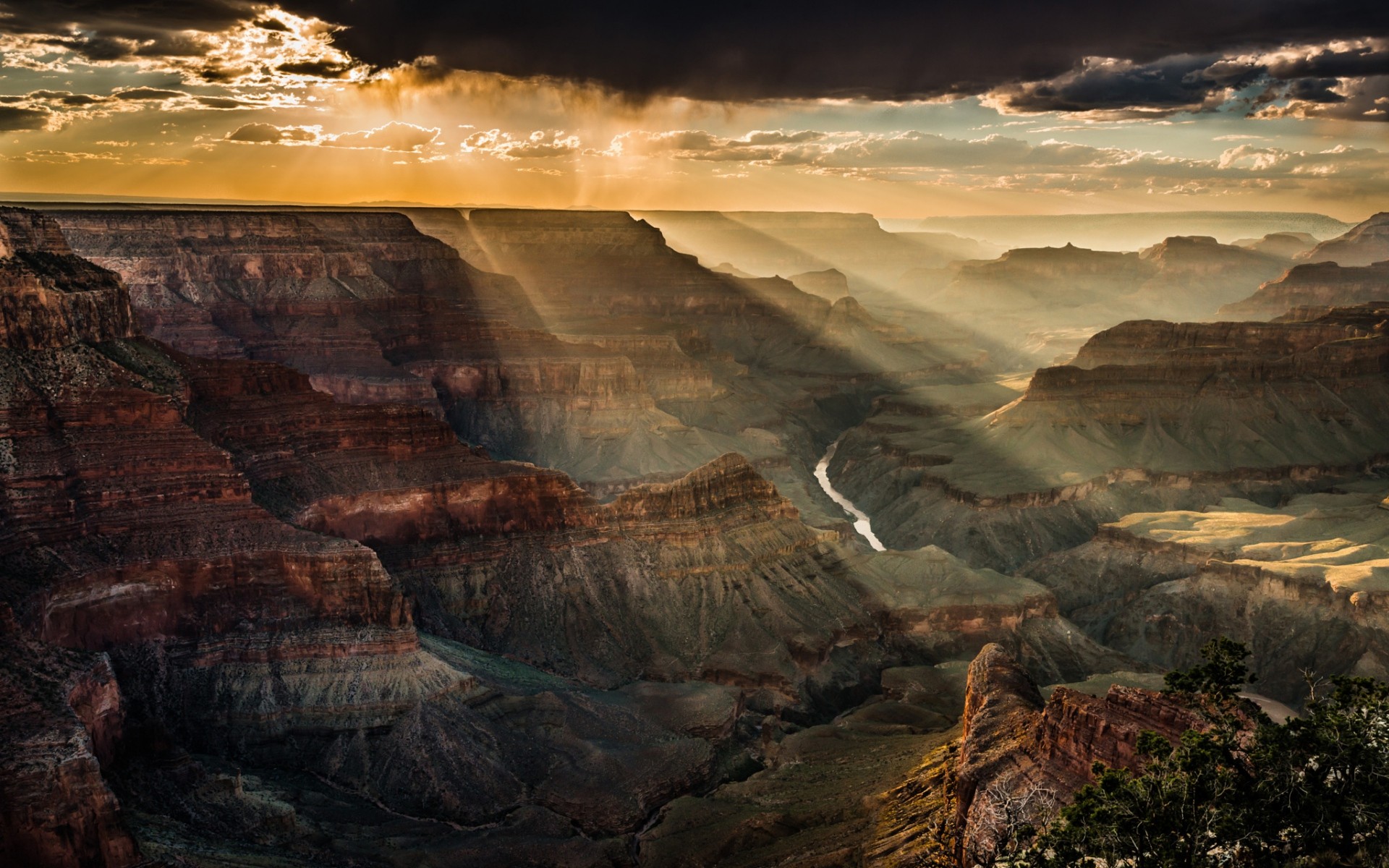Cloud Canyon Grand Canyon River Sunbeam 1920x1200