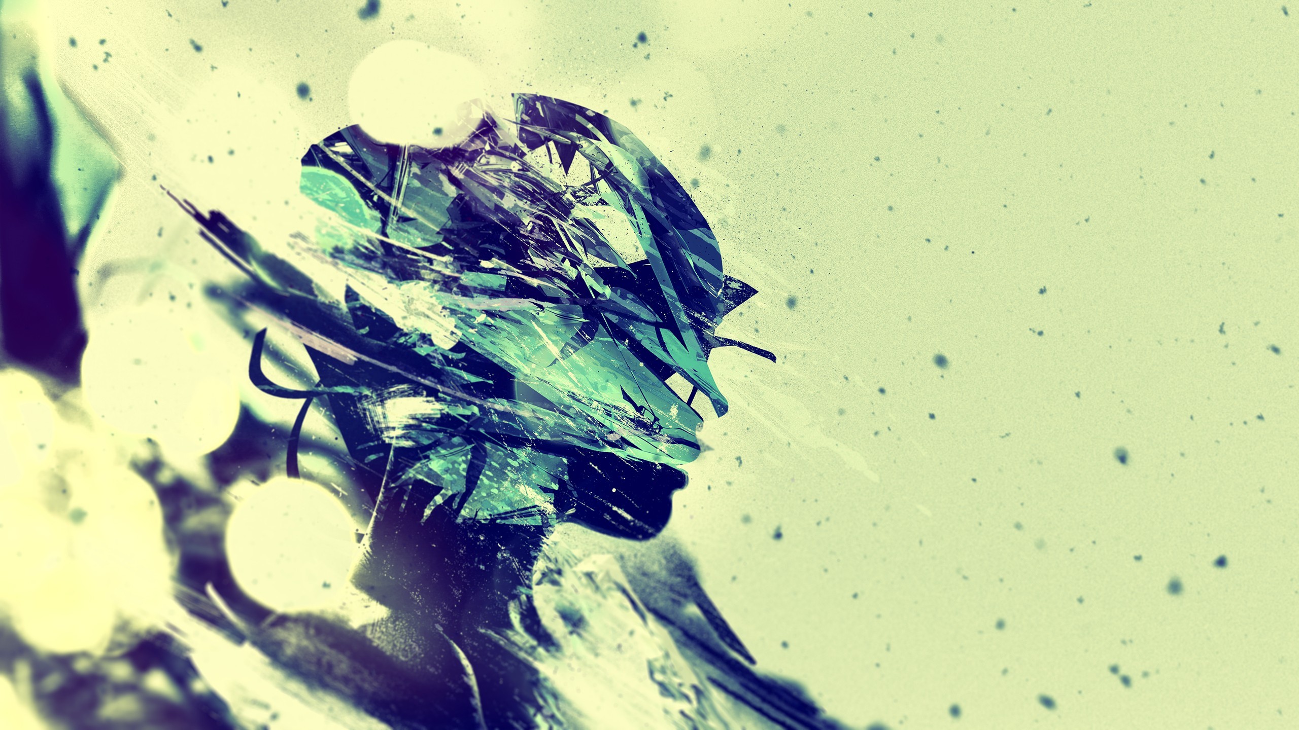 Face Abstract Digital Art Shattered 2560x1440