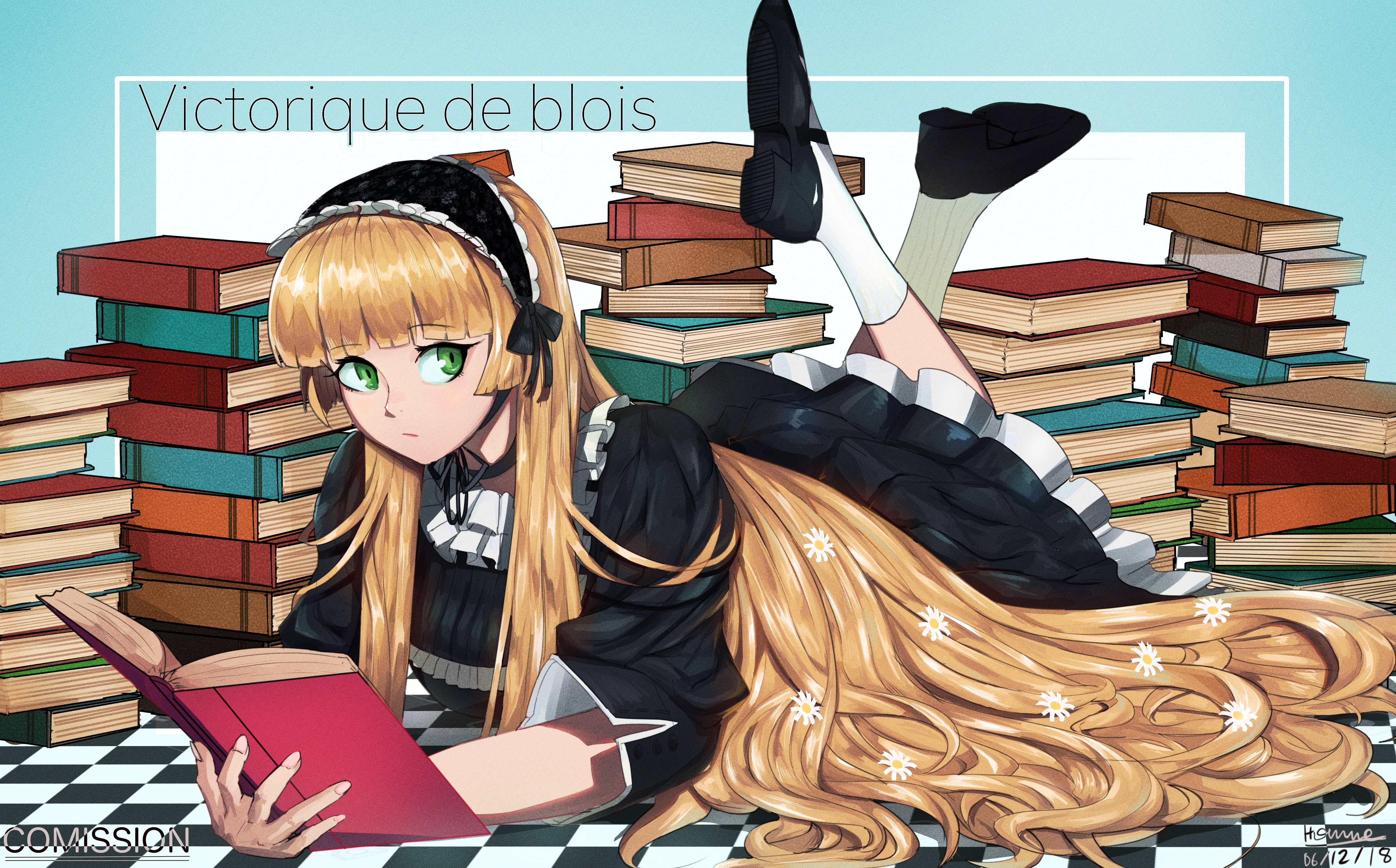 Gosick Anime Girls Fan Art 2D Long Hair Blond Hair Books Reading Victorique De Blois Victorian Cloth 4751x2954