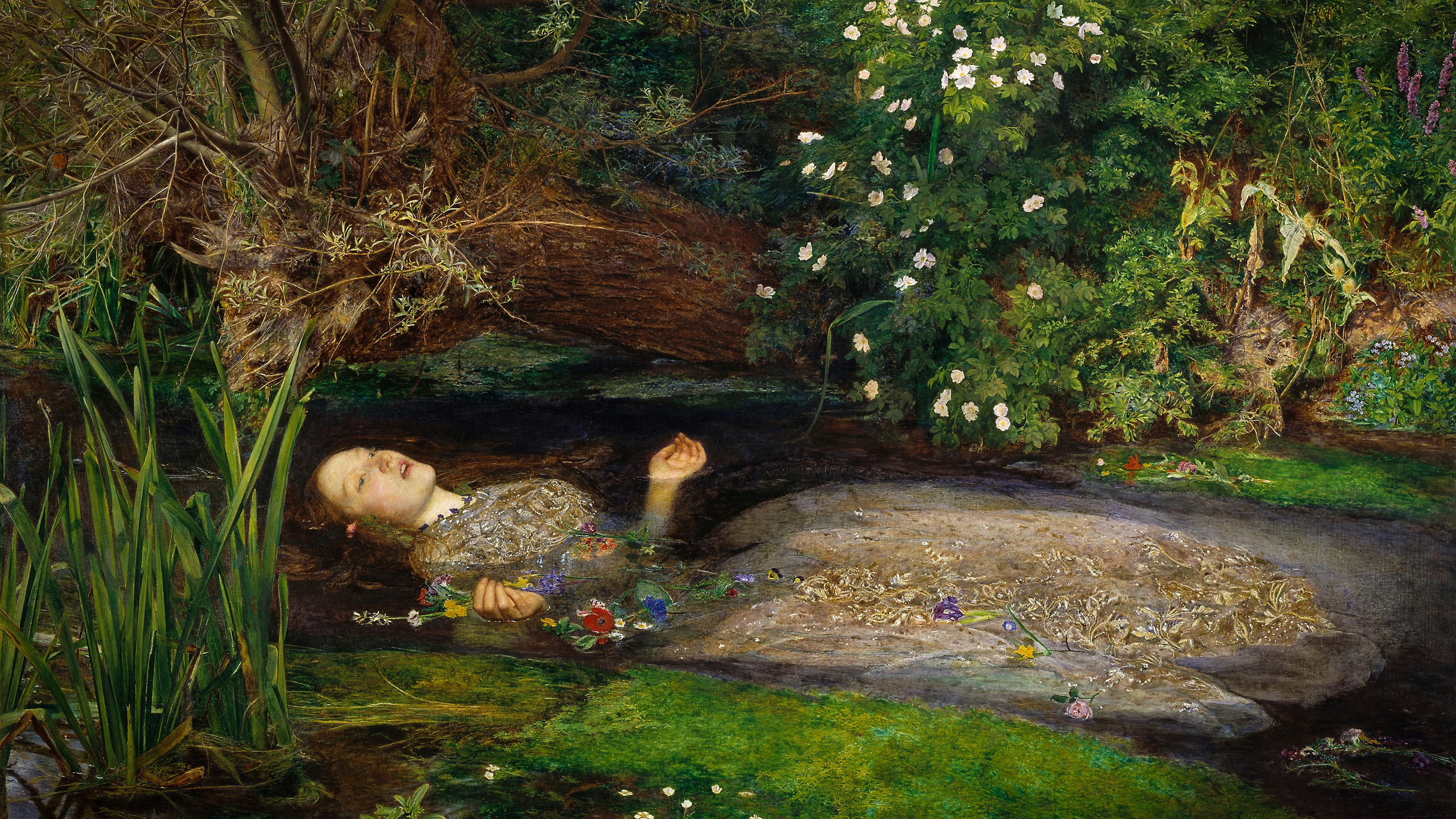 John Everett Millais Ophelia William Shakespeare Hamlet Artwork Oil Painting Painting 3840x2160