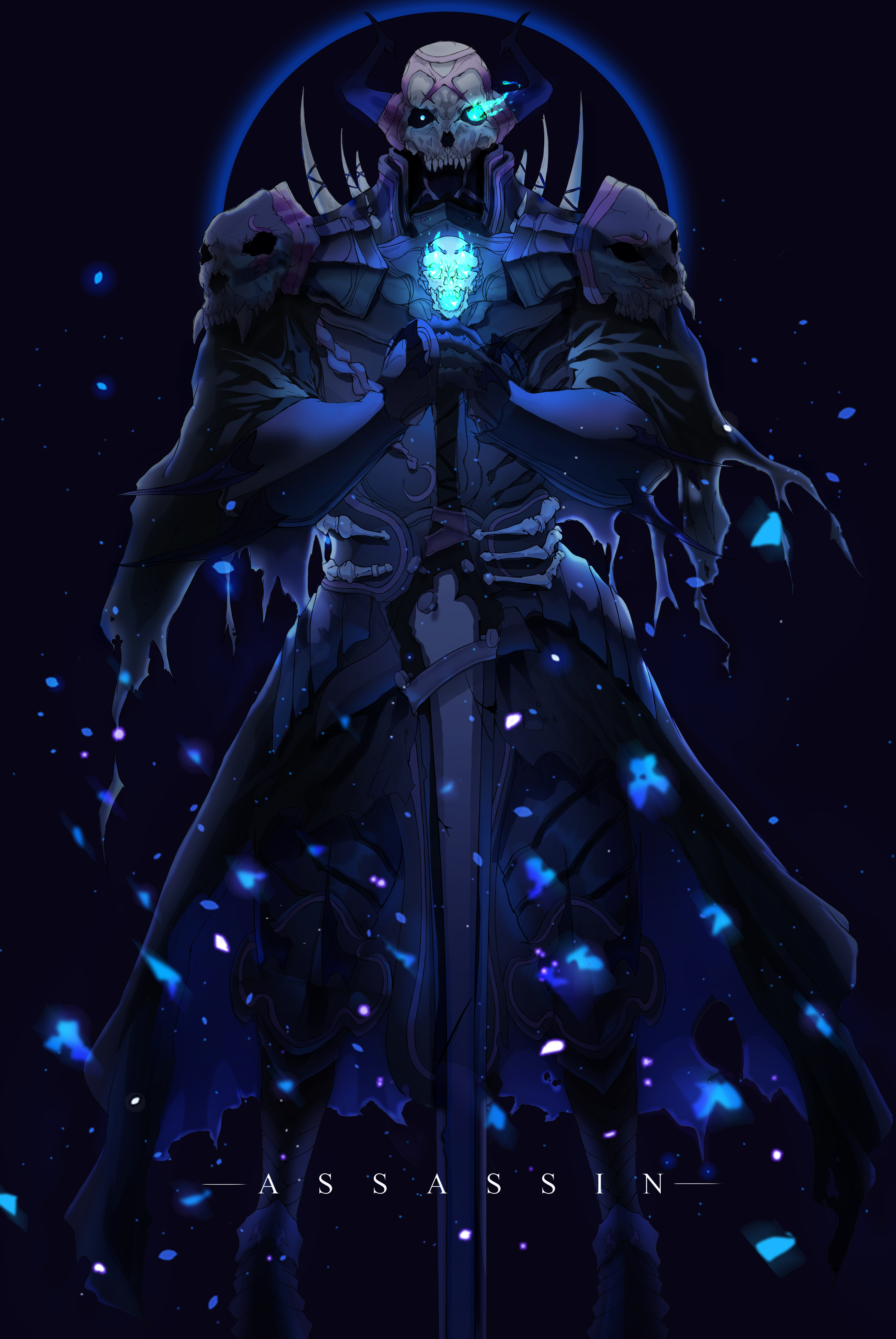 Fantasy Men Fantasy Art Bones Blue Fate Grand Order King Hassan Fate Grand Order Assassin Fate Grand 4783x7146