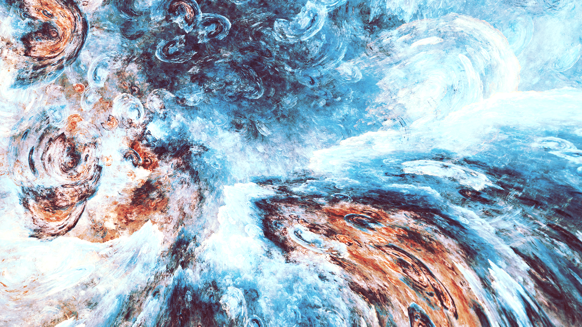 Abstract The Starry Night Artwork Digital Art Cyan 1920x1080