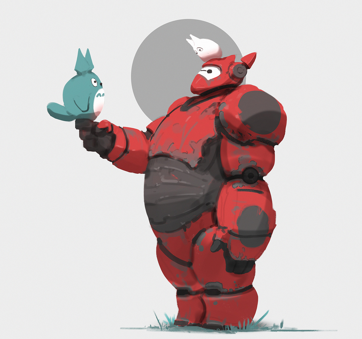 Illustration Artwork 2D Digital Art Fan Art Baymax Totoro Anime 1400x1311