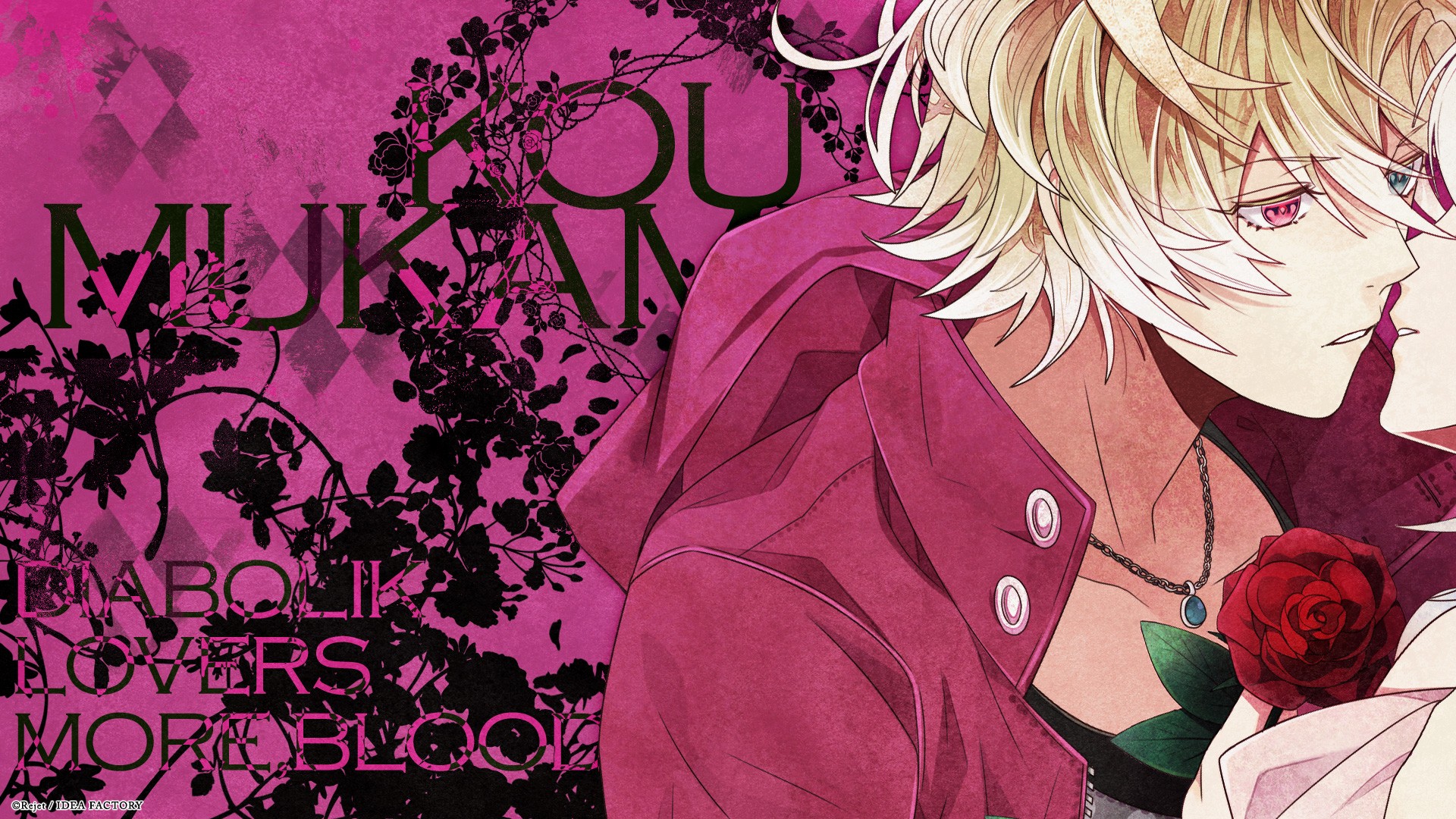 Diabolik Lovers Pink Background Rose Blonde Necklace Anime 1920x1080