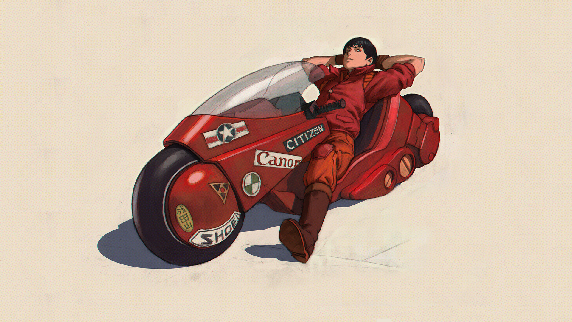 Digital Art Fantasy Art Artwork Akira Anime Boys Science Fiction Futuristic Motobike Motorcycle Vehi 1920x1080