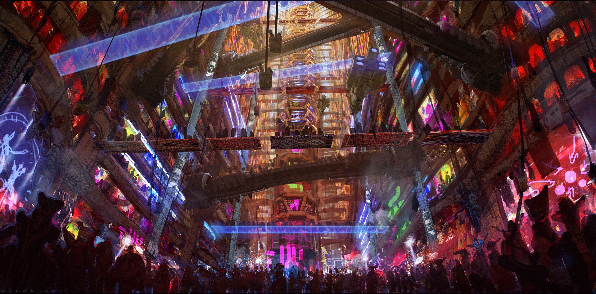 Valerian And The City Of A Thousand Planets Big Market Crowds Aliens Ben Mauro Colorful Elevator Bri 1920x948