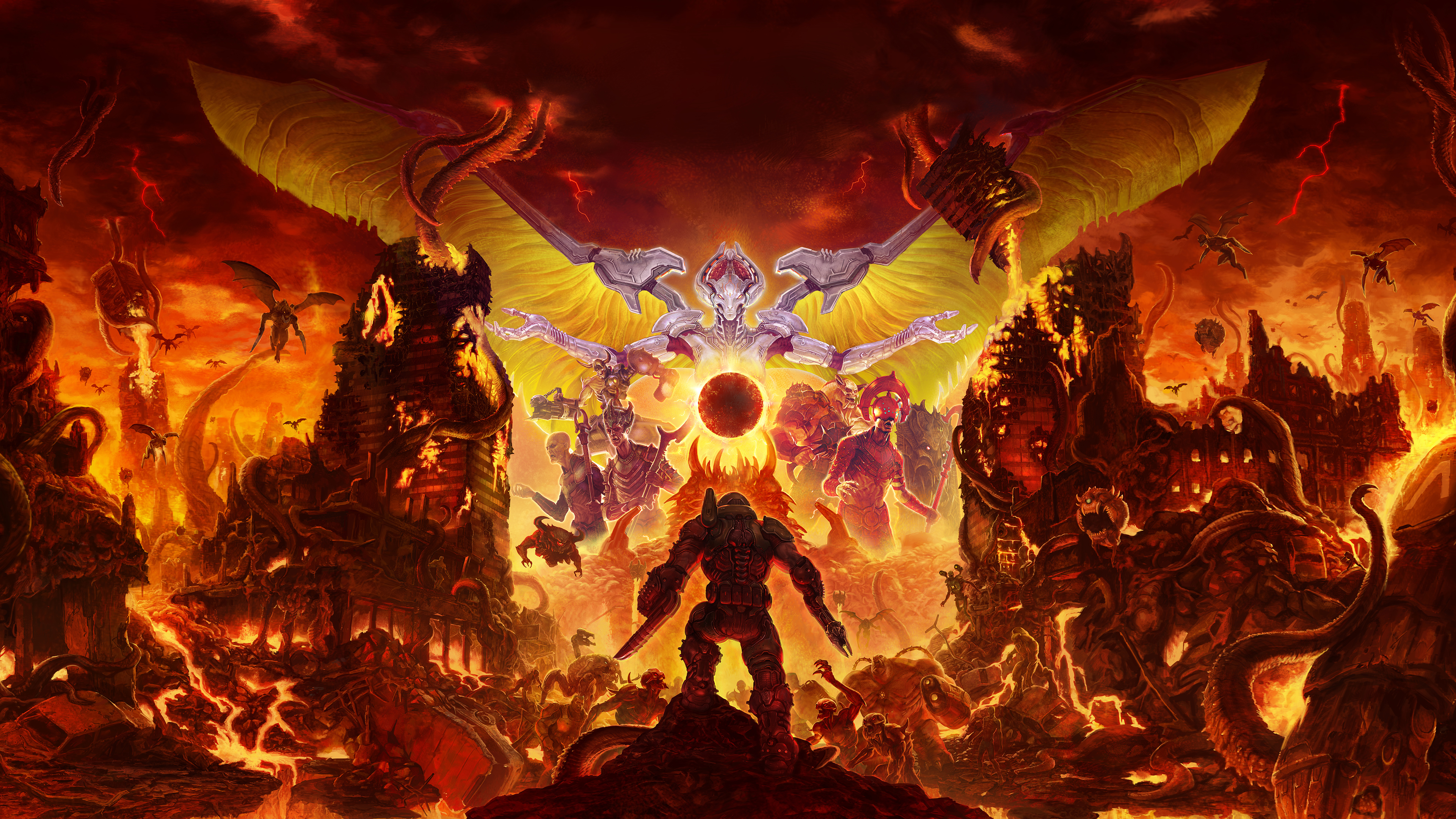 Doom Game DOOM Eternal Hell Demon Video Games Bethesda Softworks Id Software Artwork 3840x2160