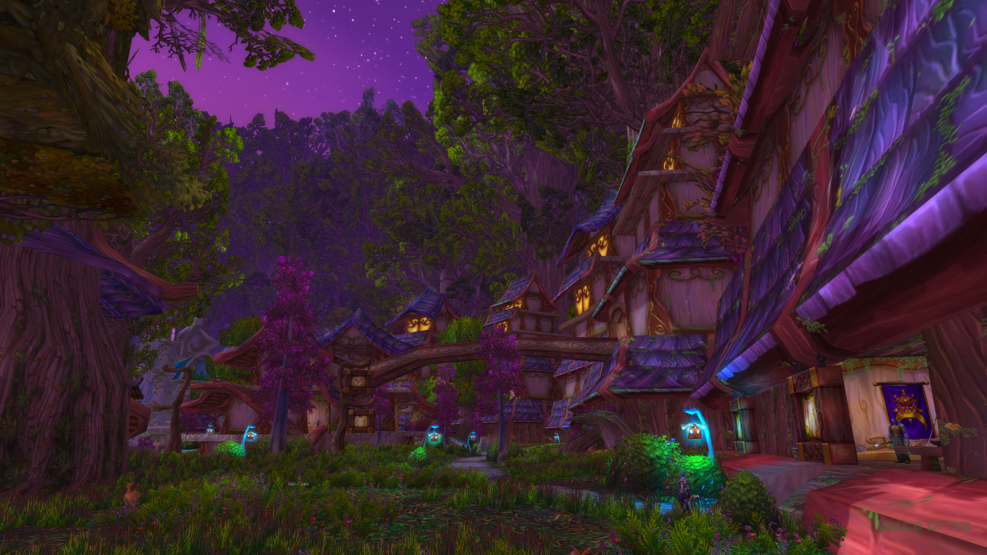 World Of Warcraft Darnassus Teldrassil Night Elves Screen Shot Forest Night 1920x1080