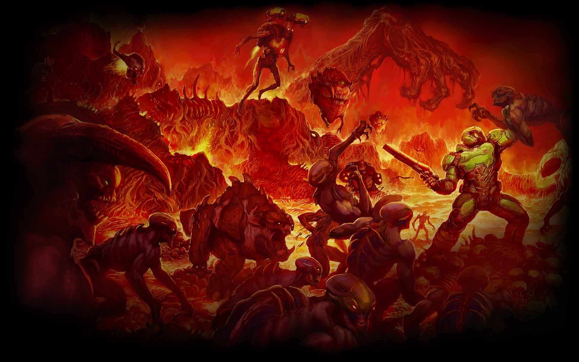 Doom 2016 Video Game Art Video Game Characters Hell Doom Slayer 1920x1200