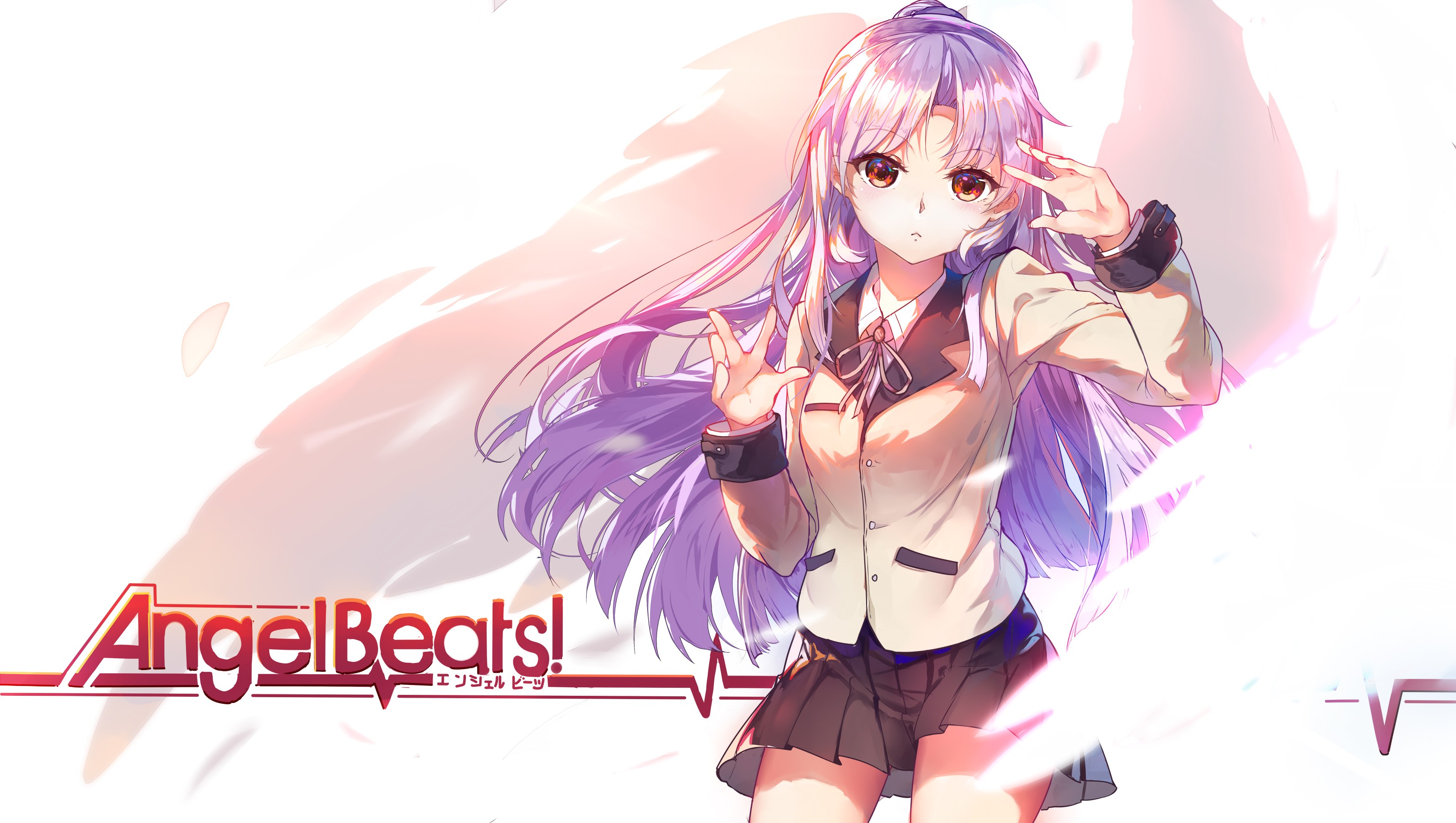 Anime Anime Girls Angel Beats Tachibana Kanade Long Hair Red Eyes Purple Hair Skirt 3100x1753