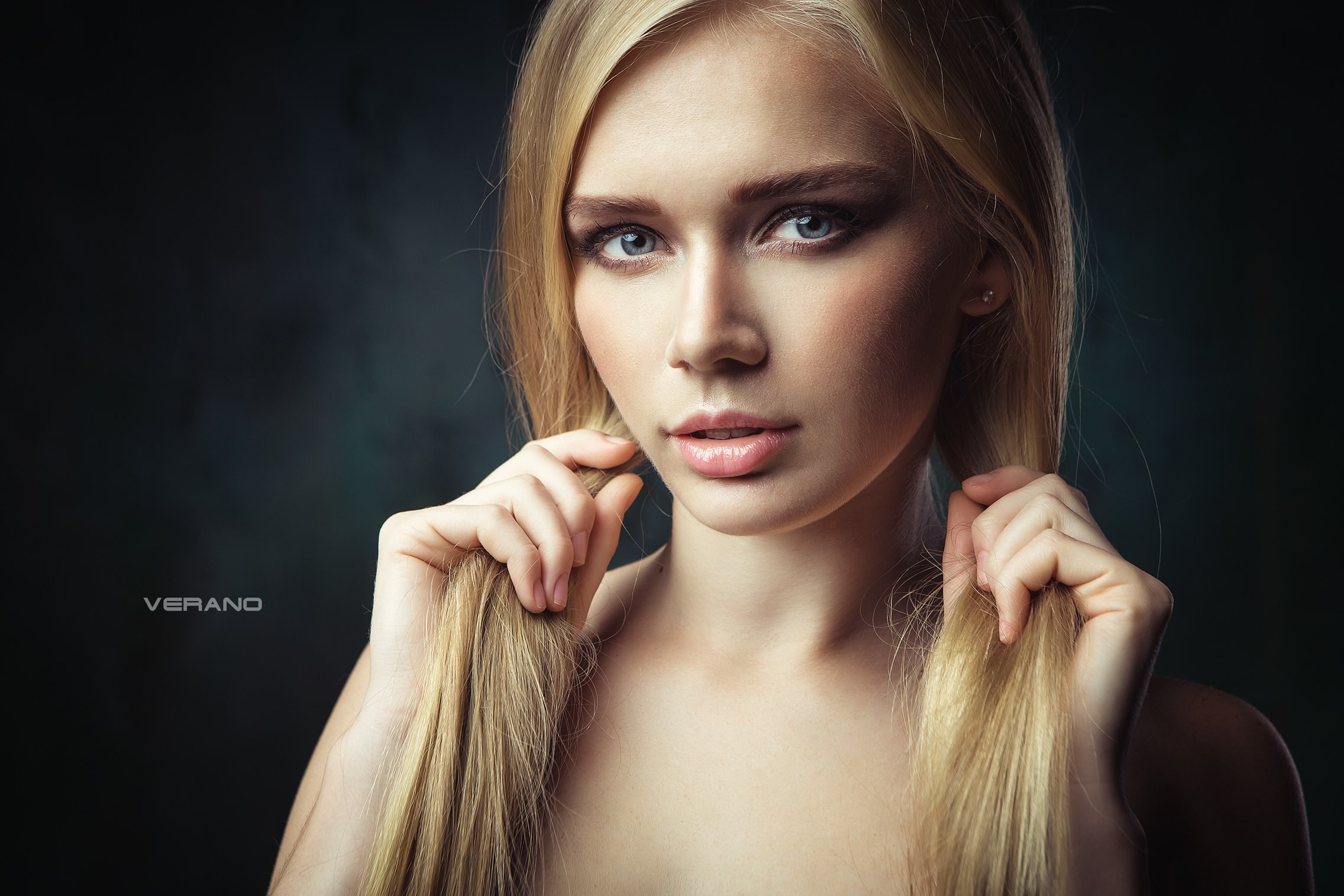 Yulia Vasilieva Women Model Straight Hair Long Hair Portrait Simple Background Nikolas Verano Julia  2272x1515