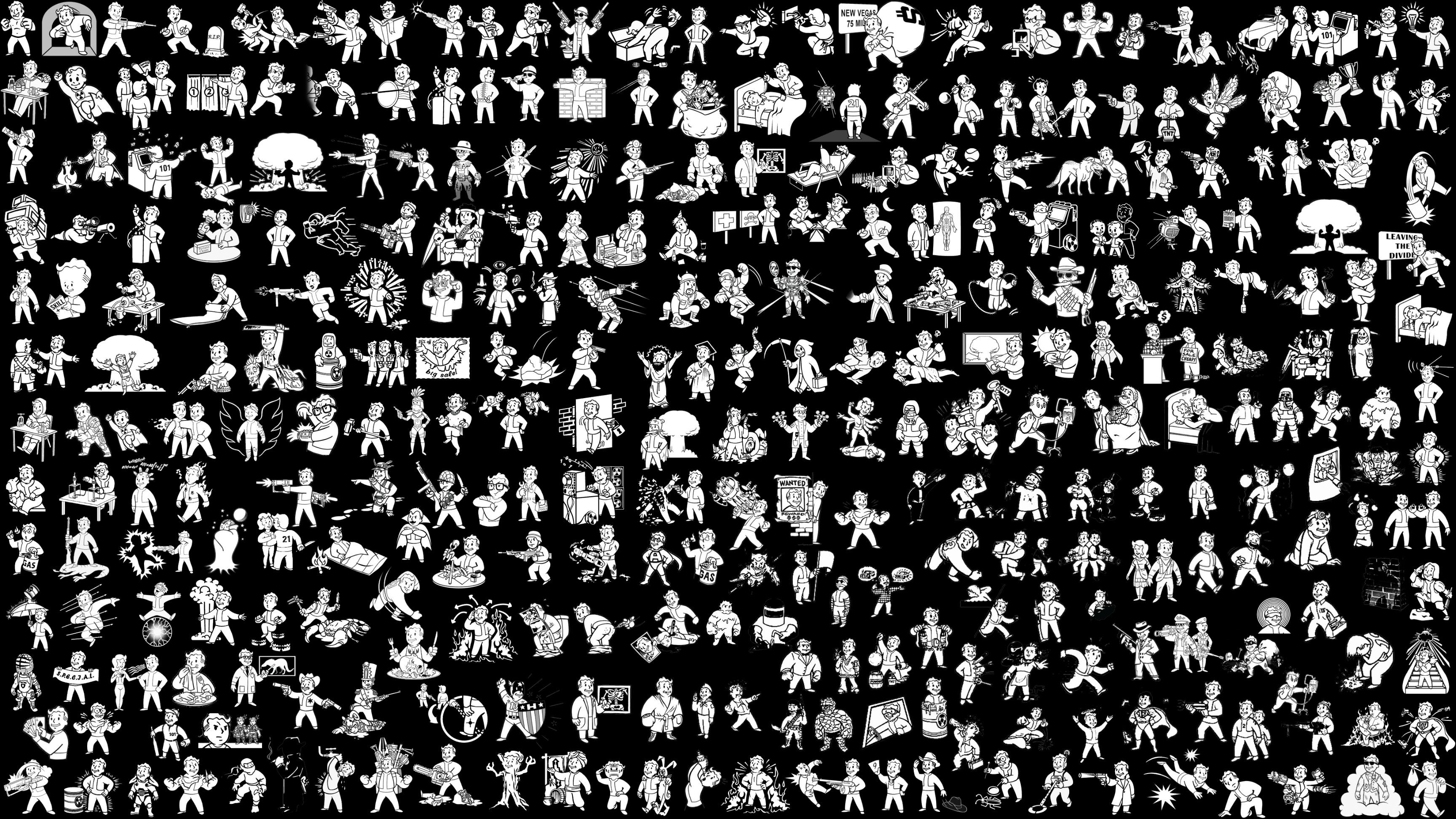 Fallout Vault Boy Video Games Monochrome 3456x1944