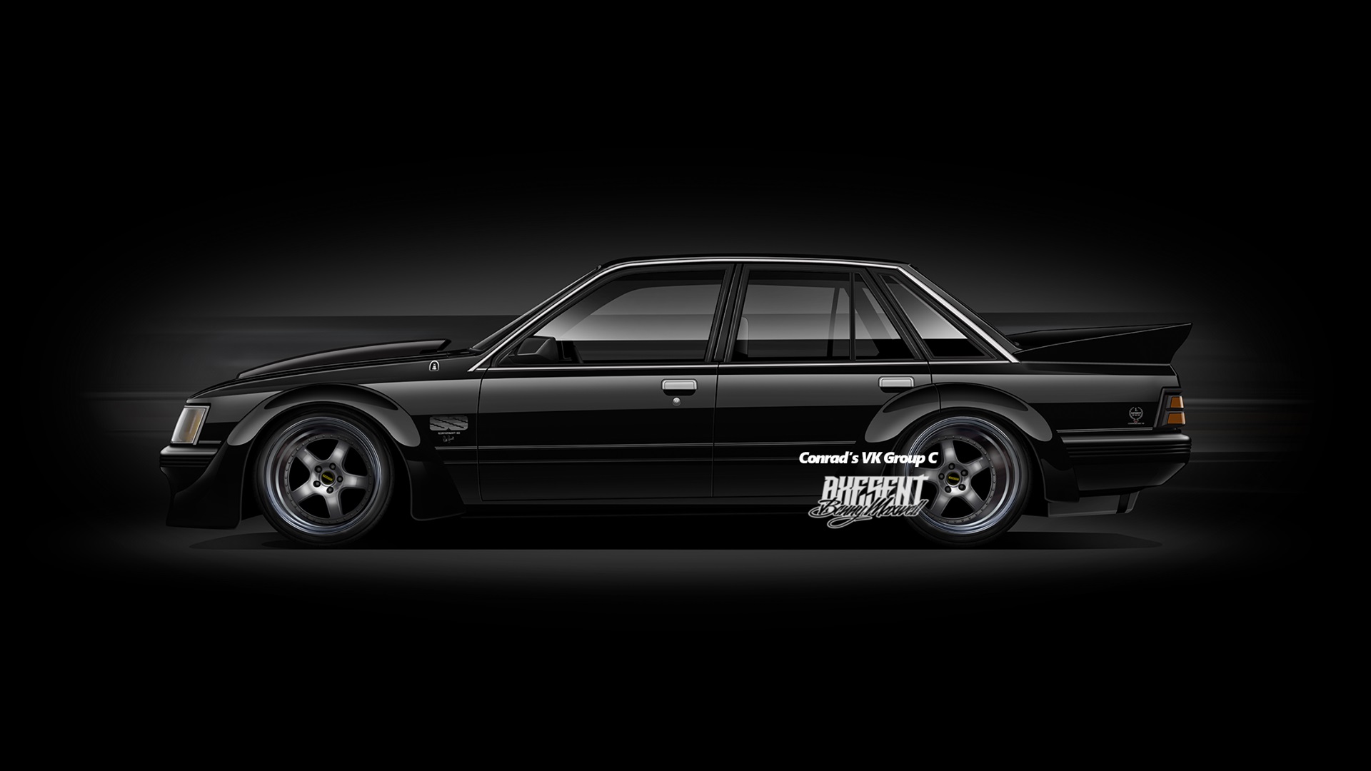 Axesent Creations Render Muscle Car Holden Australian Cars Black Cars Side View 1920x1080