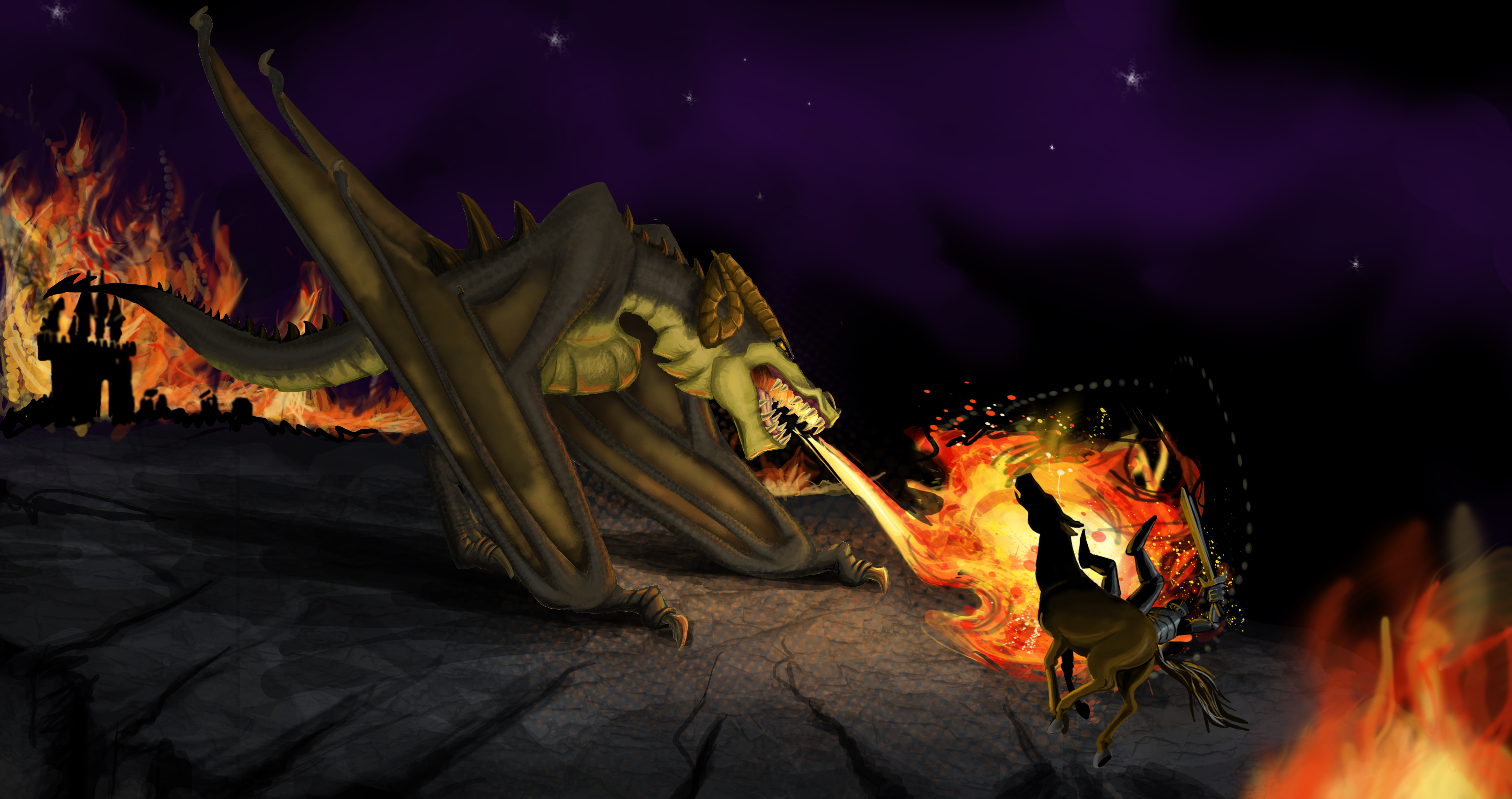 Dragon Wyvern Dragon Attack Knight 4496x2376