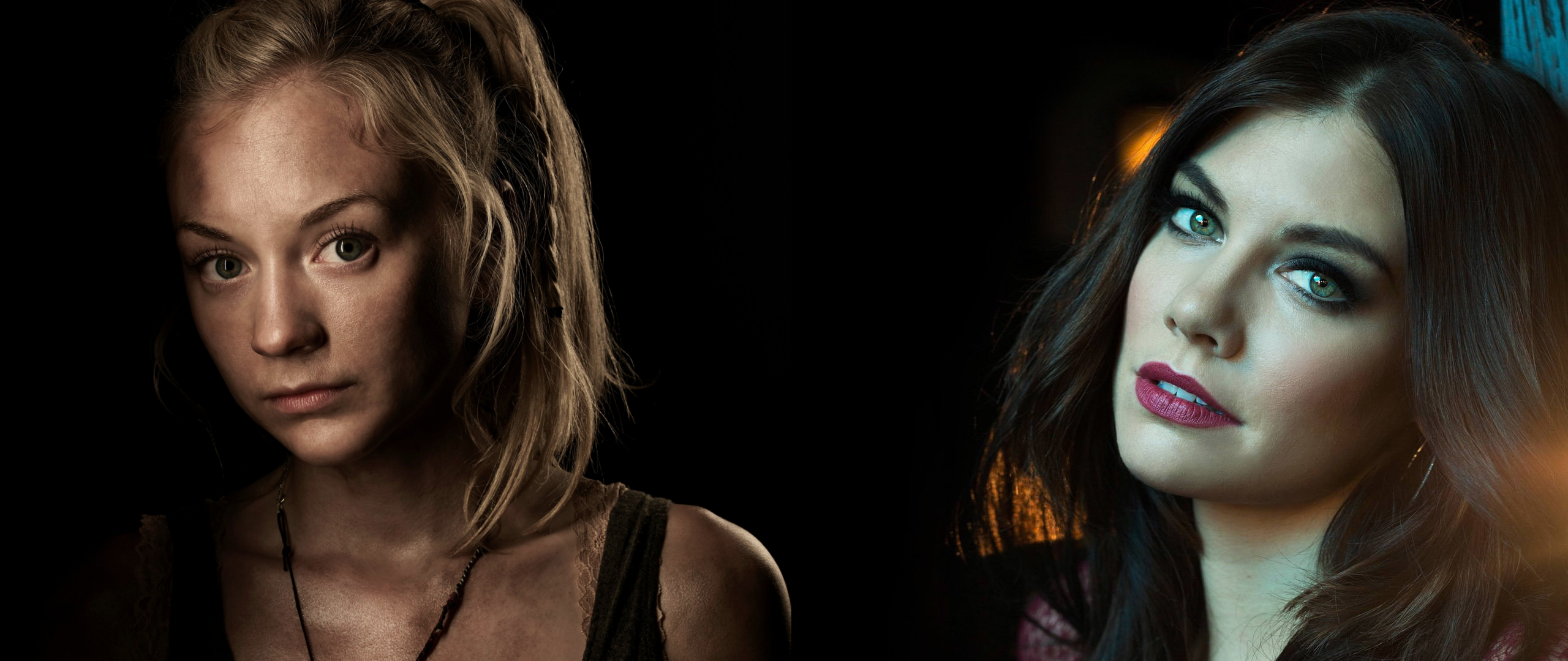 The Walking Dead Ultrawide Collage Lauren Cohan Emily Kinney 2560x1080