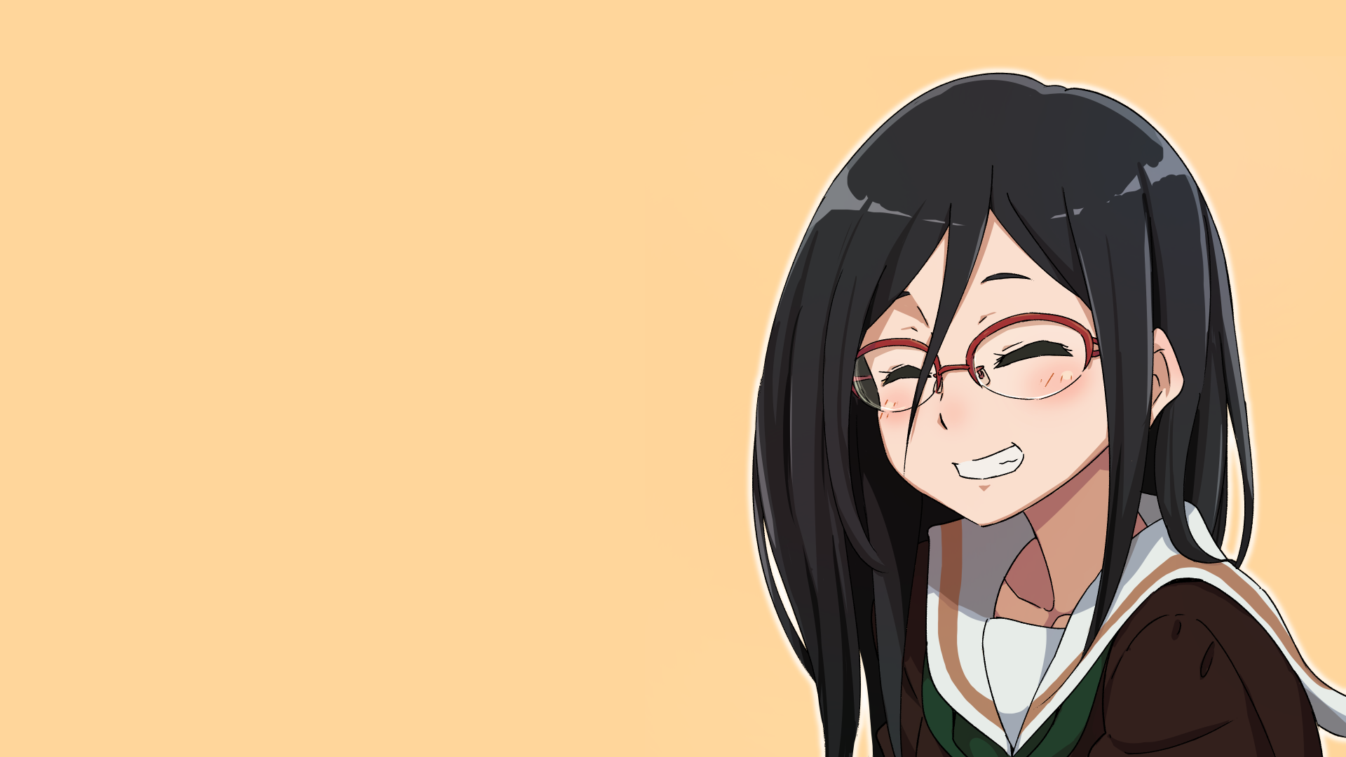 Anime Girls Anime Simple Background Hibike Euphonium Tanaka Asuka Closed Eyes Smiling Black Hair Gla 1920x1080
