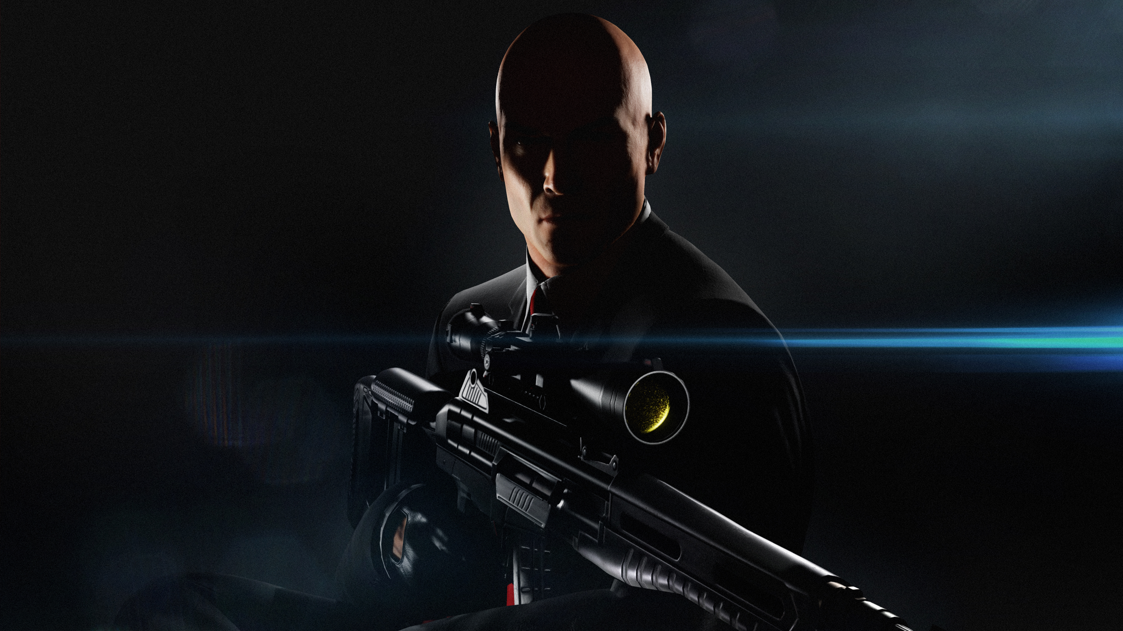 Hitman HiTMAN 2 Codename 47 47 Sniper Rifle Dark Agent 47 Shadow Video Games Video Game Art 3840x2160