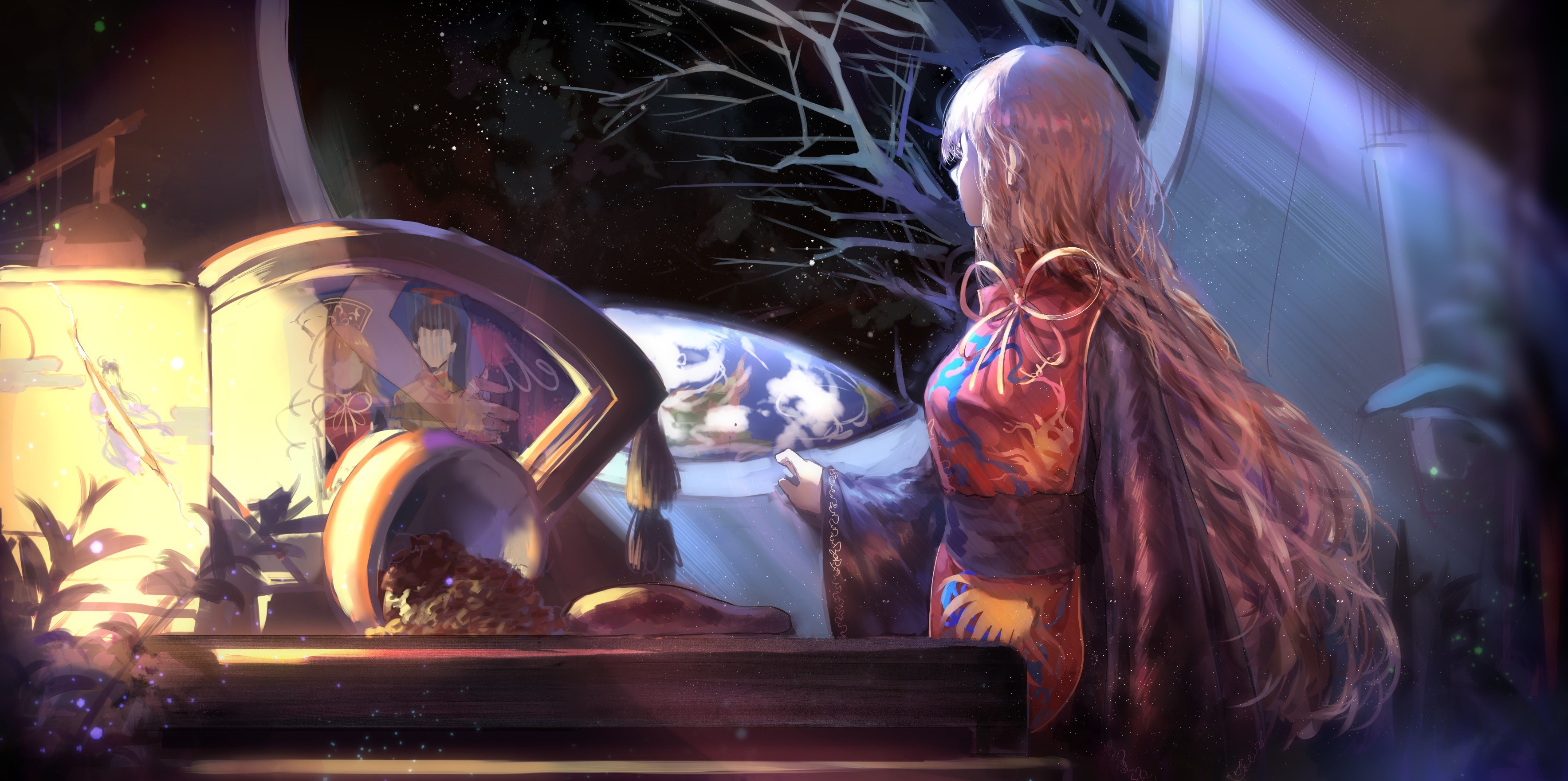 Touhou Junko Touhou Space Earth 3535x1762