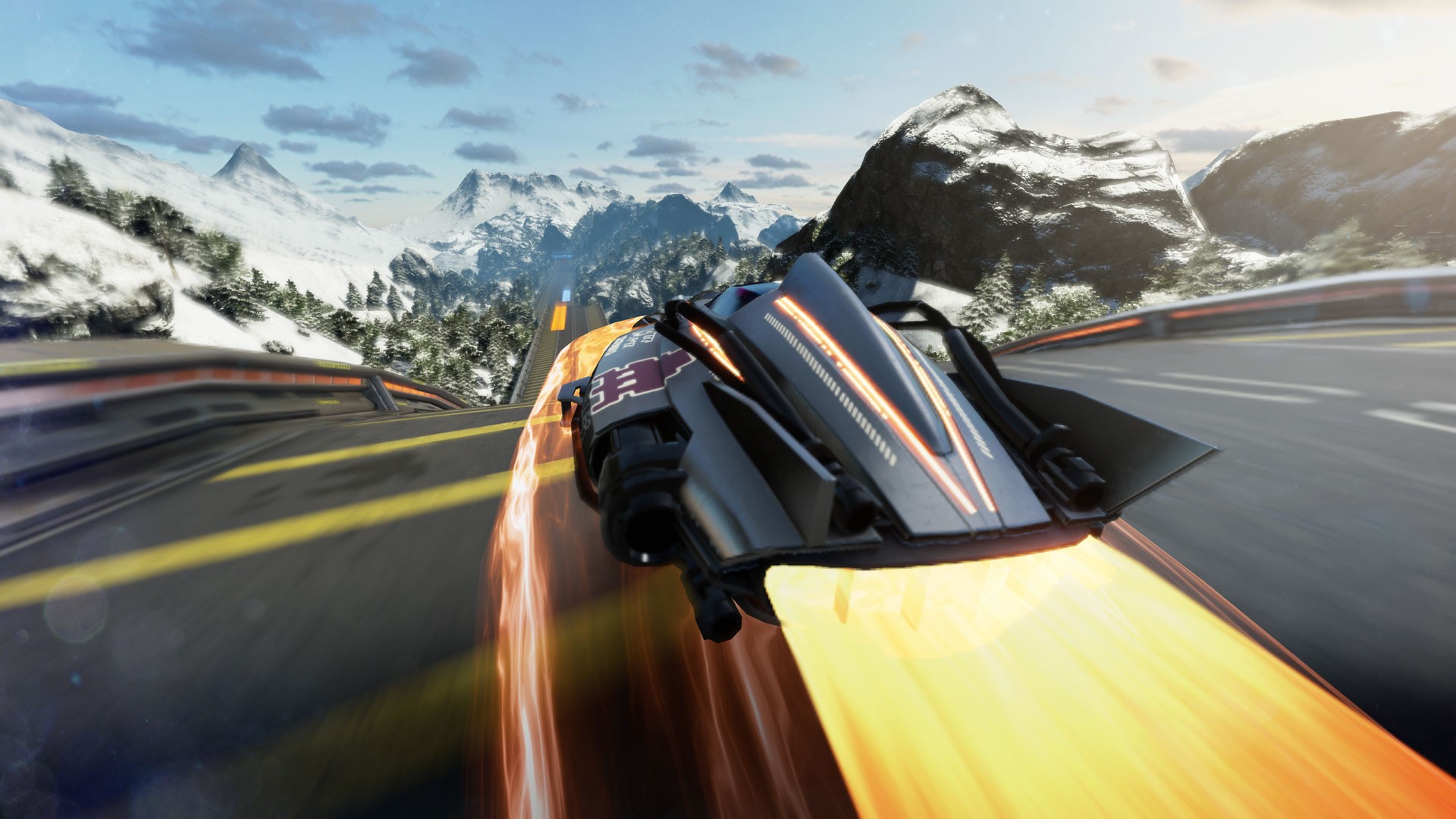 Video Games Shinen Multimedia Ship Futuristic Fast Racing Neo Race Tracks Snow Rock Landscape Trees 1920x1080