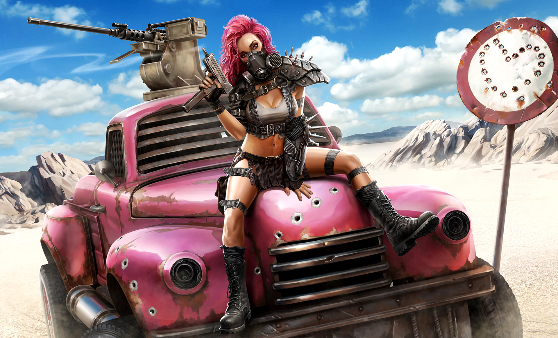 Artwork Pink Hair Apocalyptic Crossout 1920x1166