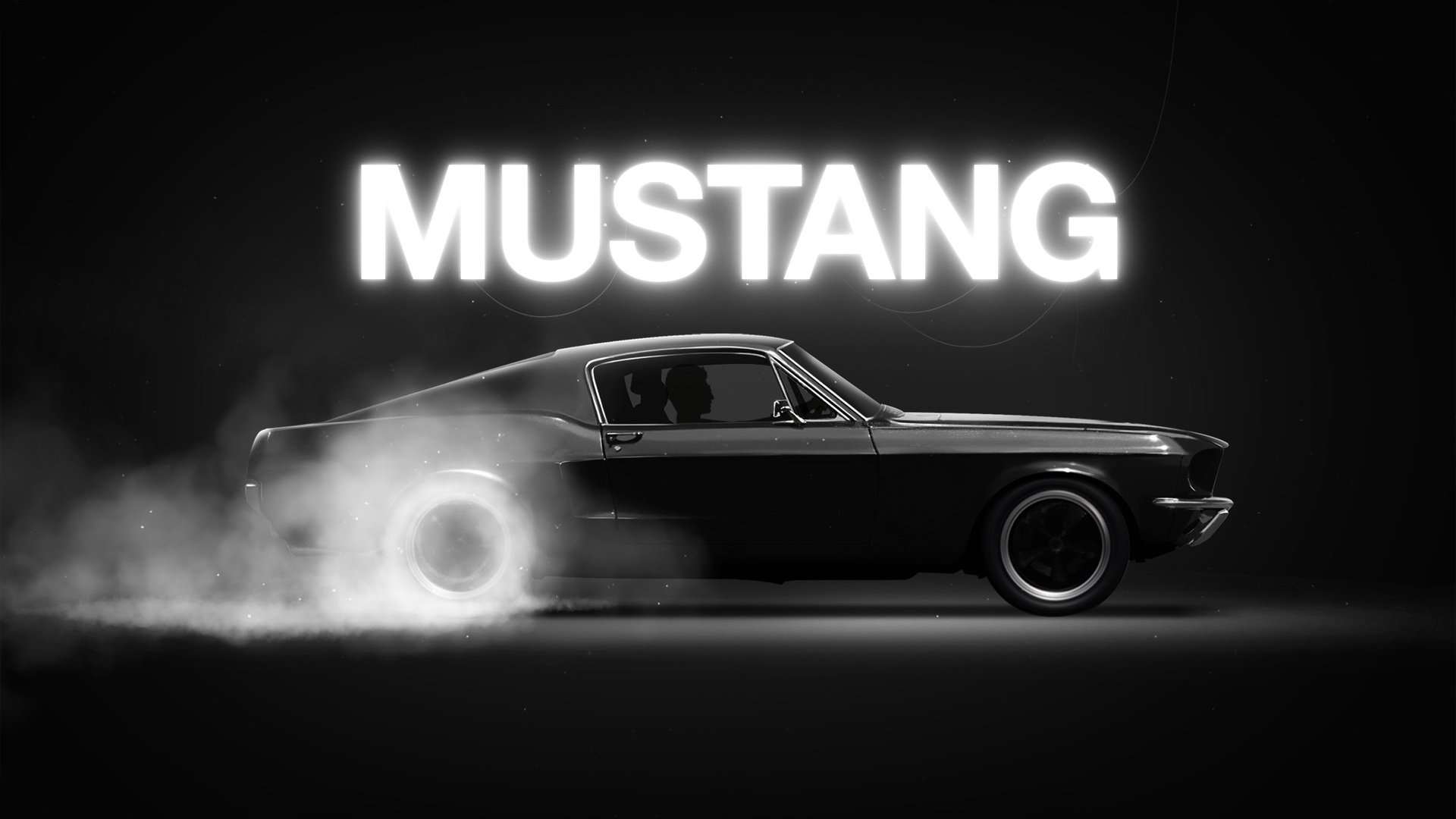 Car Mustang Car Vehicle Monochrome Smoke 1920x1080