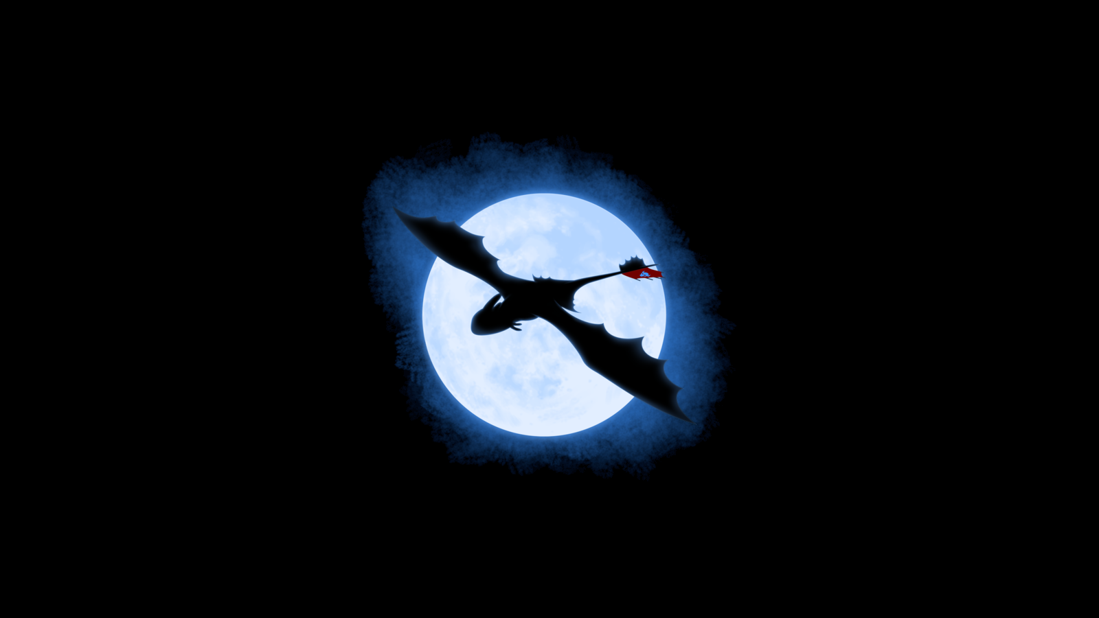 How To Train Your Dragon Movies Toothless Dragon Moon Night Minimalism Silhouette 1600x900