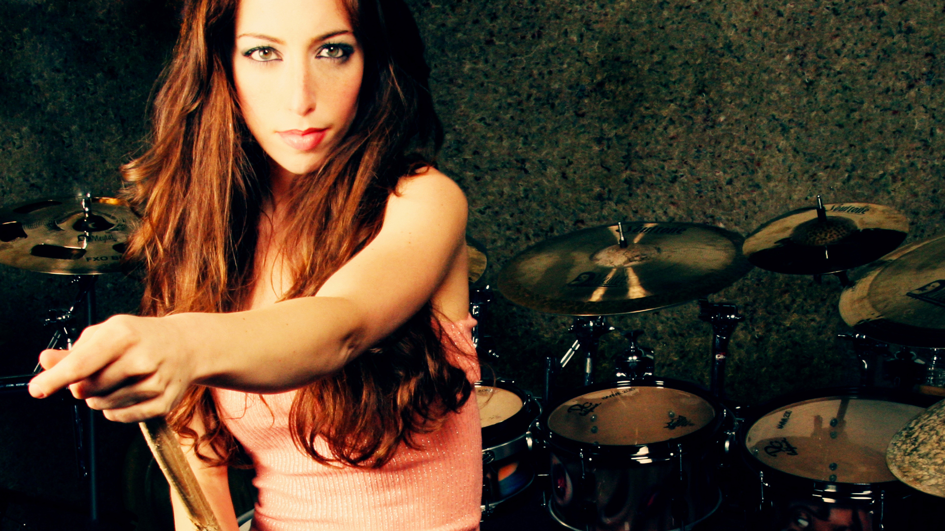 Meytal Cohen Drummer Brunette Drums Women 1920x1080