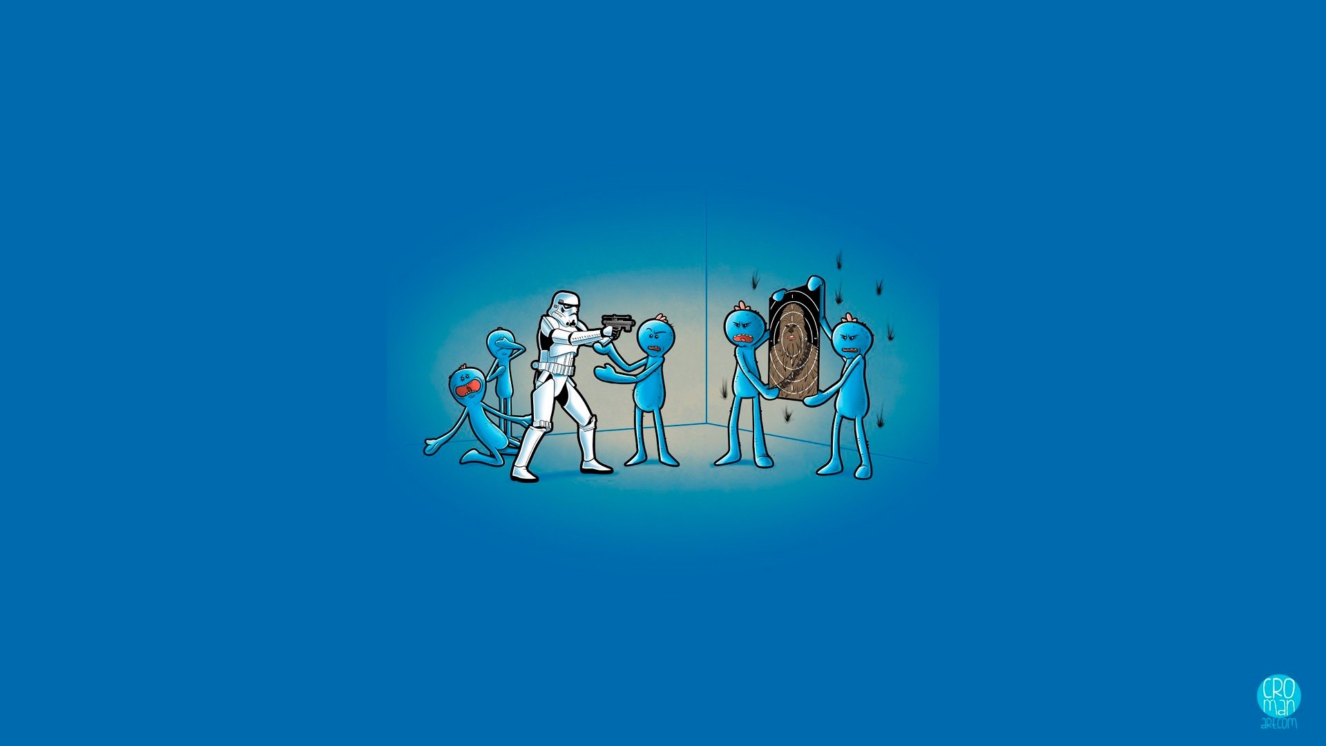 Star Wars Stormtrooper Humor Blue Rick And Morty Chewbacca Mr Meeseeks 1920x1080