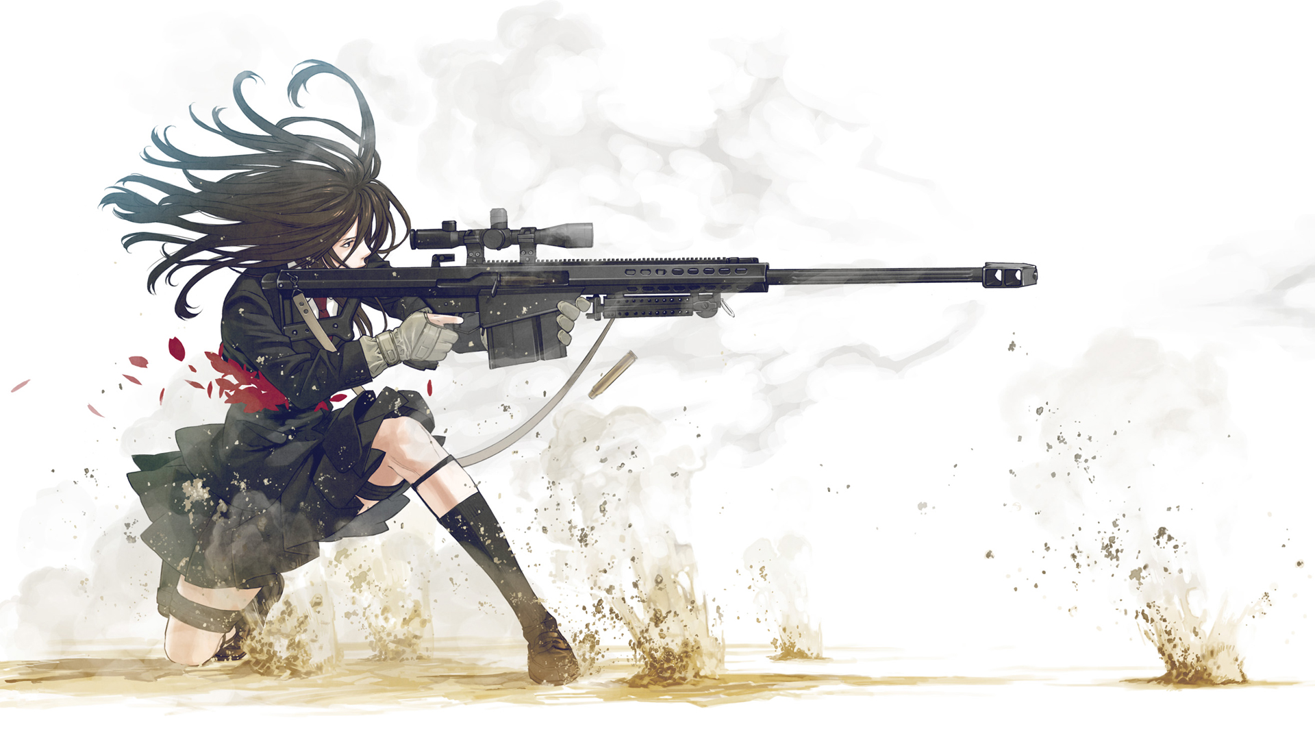 Gunslinger Girl Kozaki Yuusuke Anime Girls Anime Sniper Rifle Weapon 1920x1080