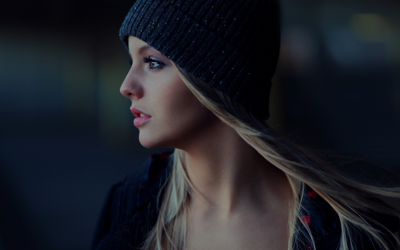 Women Model Long Hair Blonde Profile Looking Into The Distance Snow Caps Open Mouth Side View Wool C 1280x800