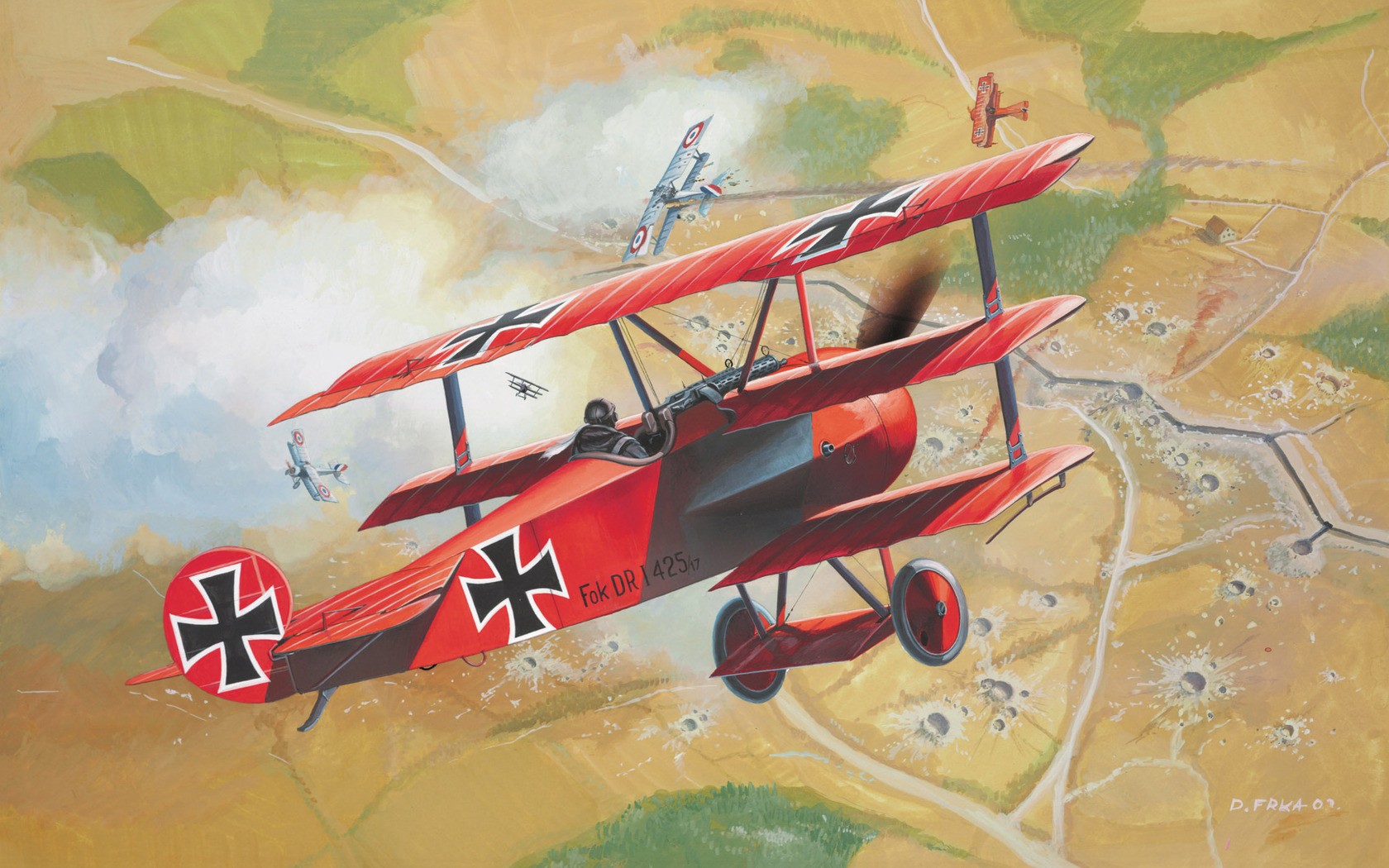 Trenches Airplane Artwork Luftwaffe Fokker DR 1 1680x1050