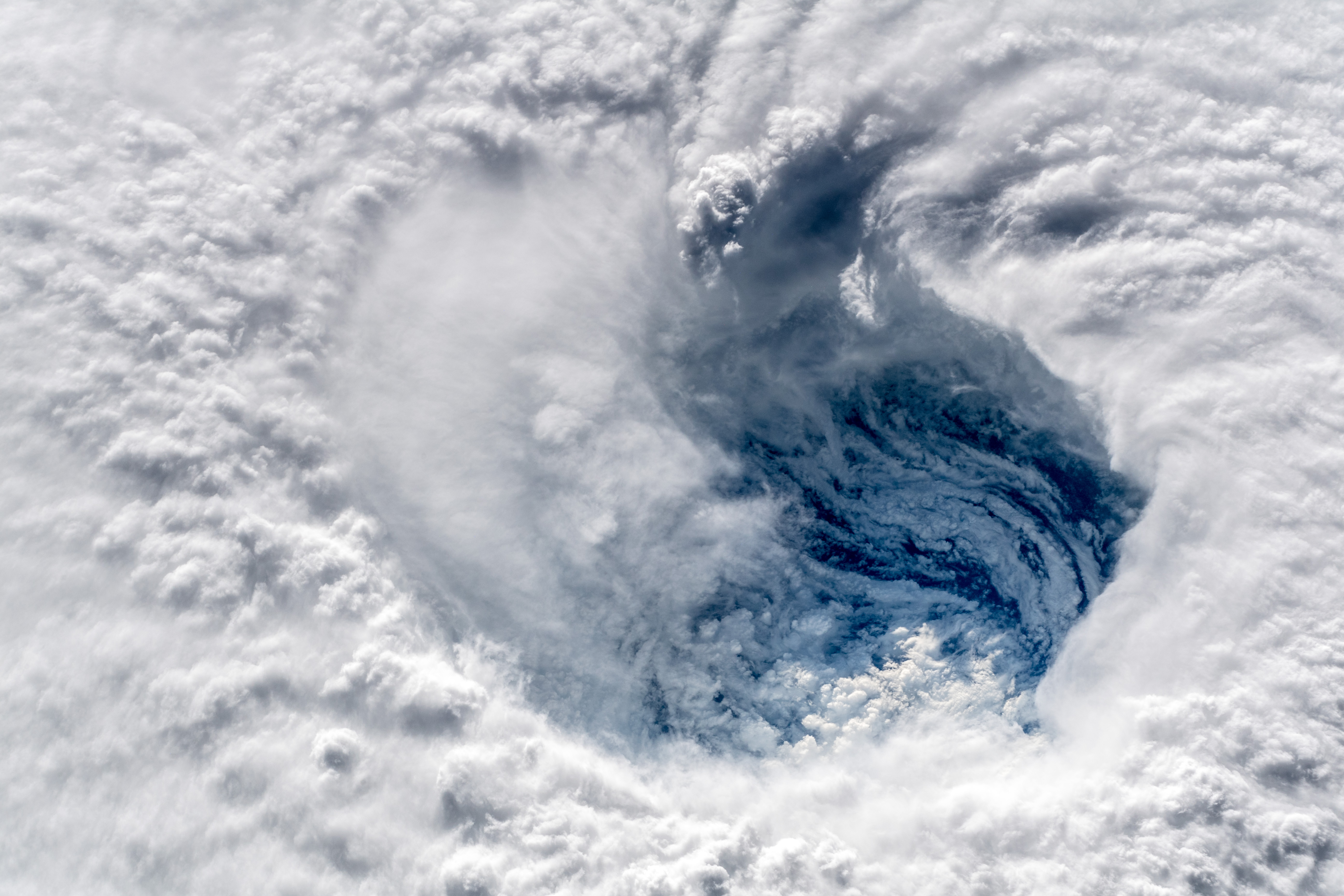 Hurricane Orbital Stations Clouds Spiral Cyclone Photography Alexander Gerst NASA Snow Science Space 5568x3712