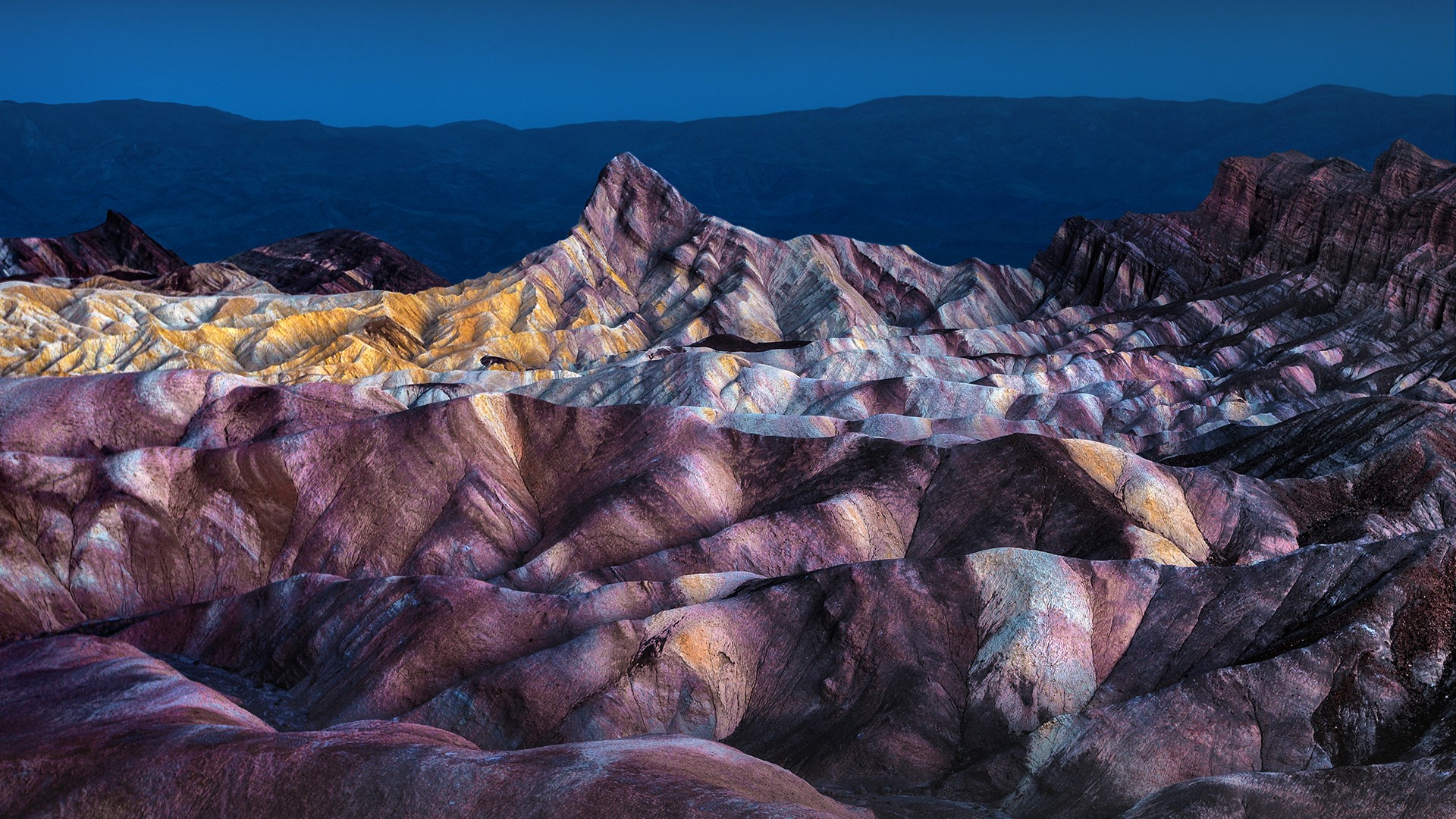 Nature Landscape Mountains Sky Rocks Night Lights Death Valley Zabriskie Point California USA 1920x1080
