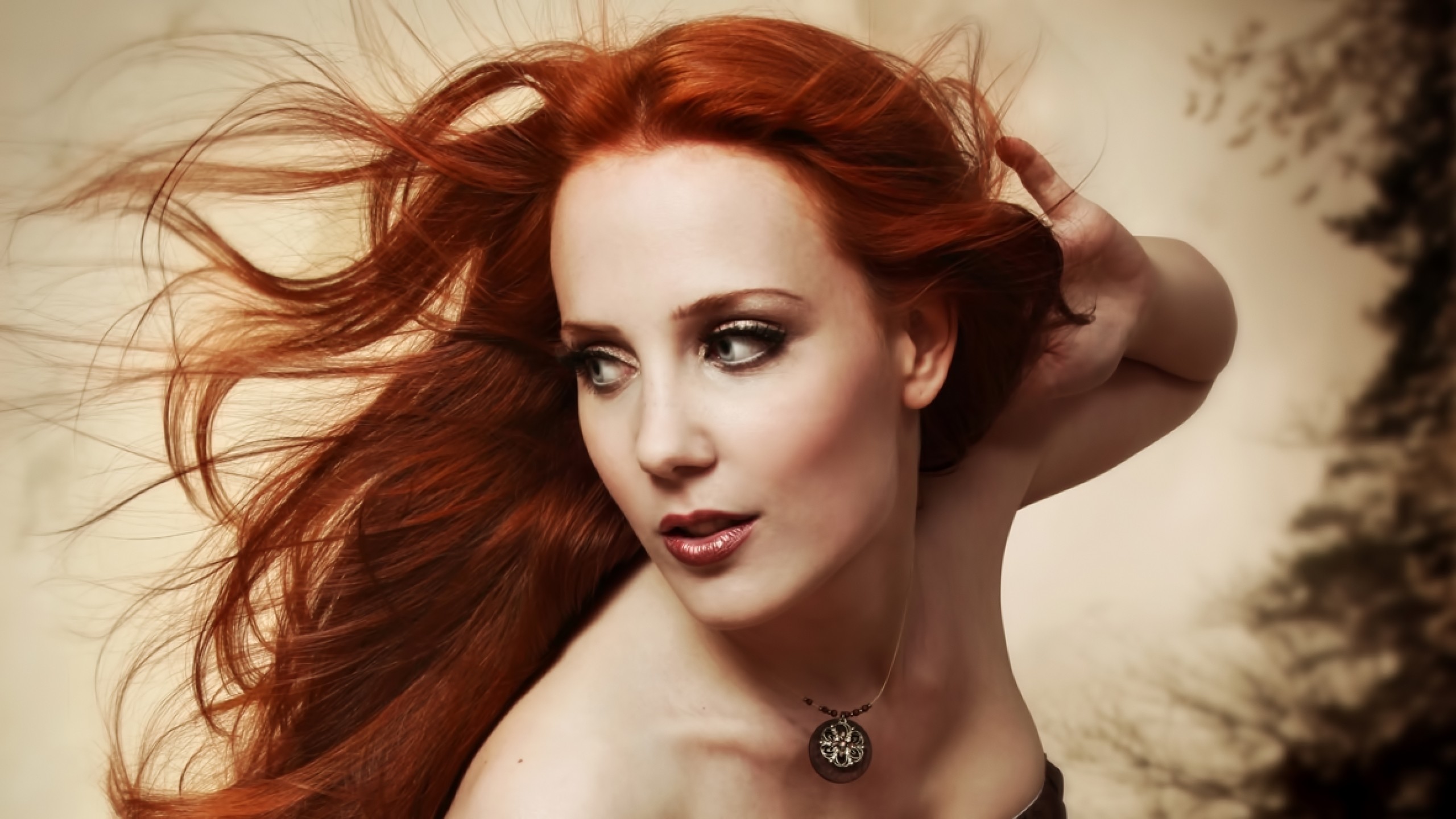Women Redhead Face Portrait Epica Epica Simone Simons 2560x1440