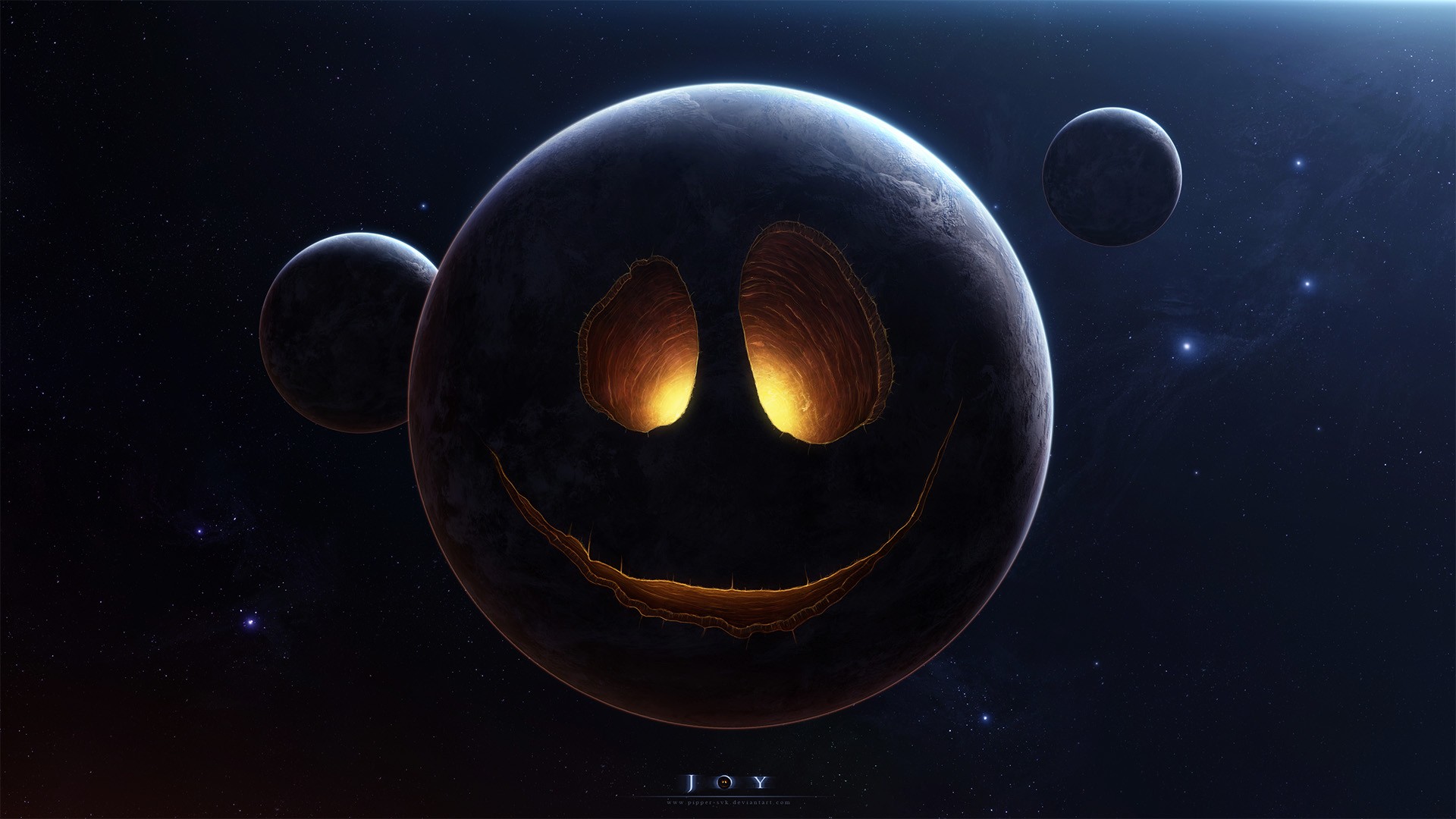 Smiling Spacescapes Stars DeviantArt Space Galaxy Planet Face 1920x1080
