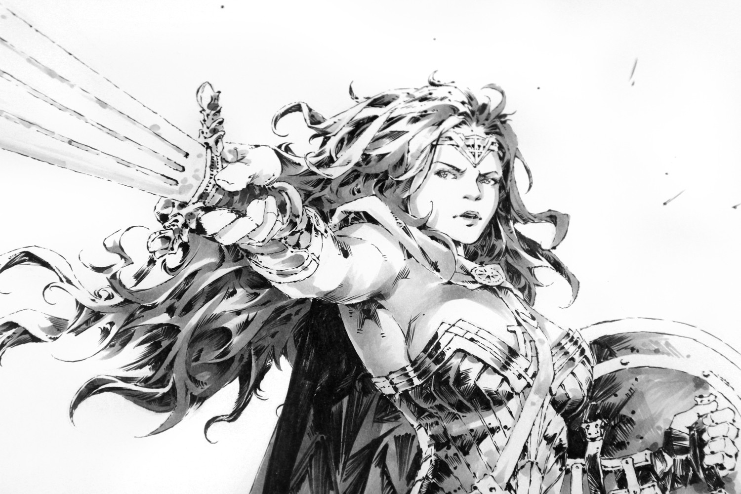 Kael Ngu Artwork Concept Art Simple Background Wonder Woman Drawing 1500x1000