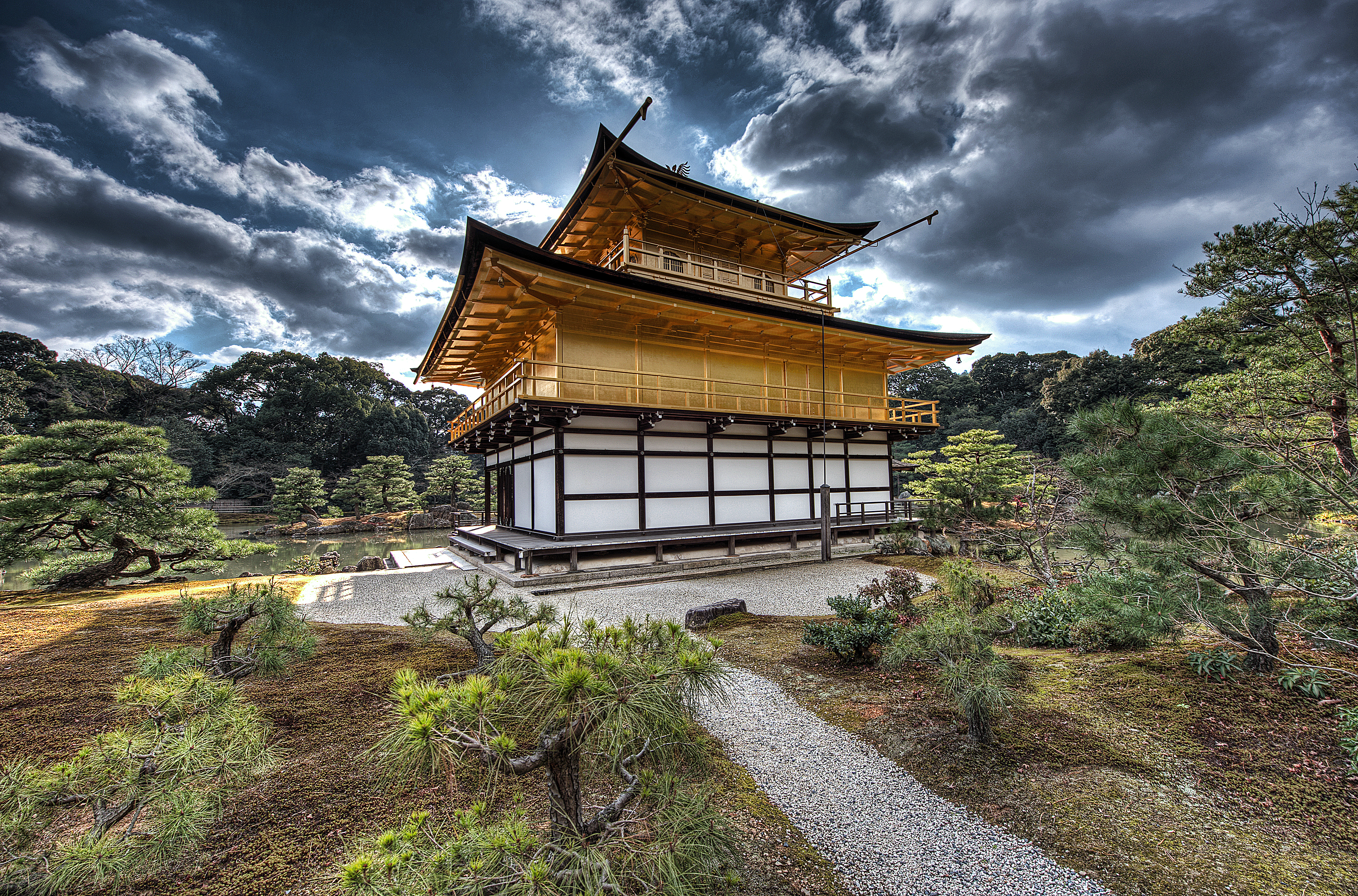 Kinkaku Ji Temple Zen Kyoto Japan Cloud Golden Temple 4244x2800