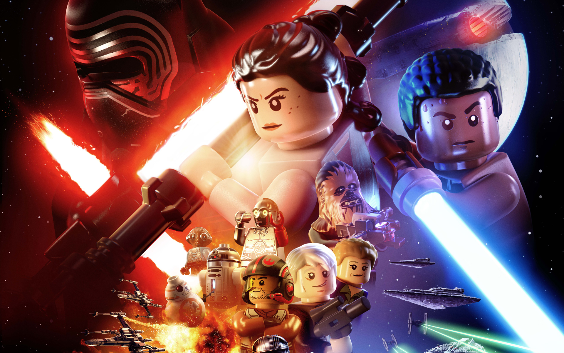 Star Wars Episode Vii The Force Awakens Lego Rey Star Wars Finn Star Wars Kylo Ren Chewbacca BB 8 Ha 1920x1200